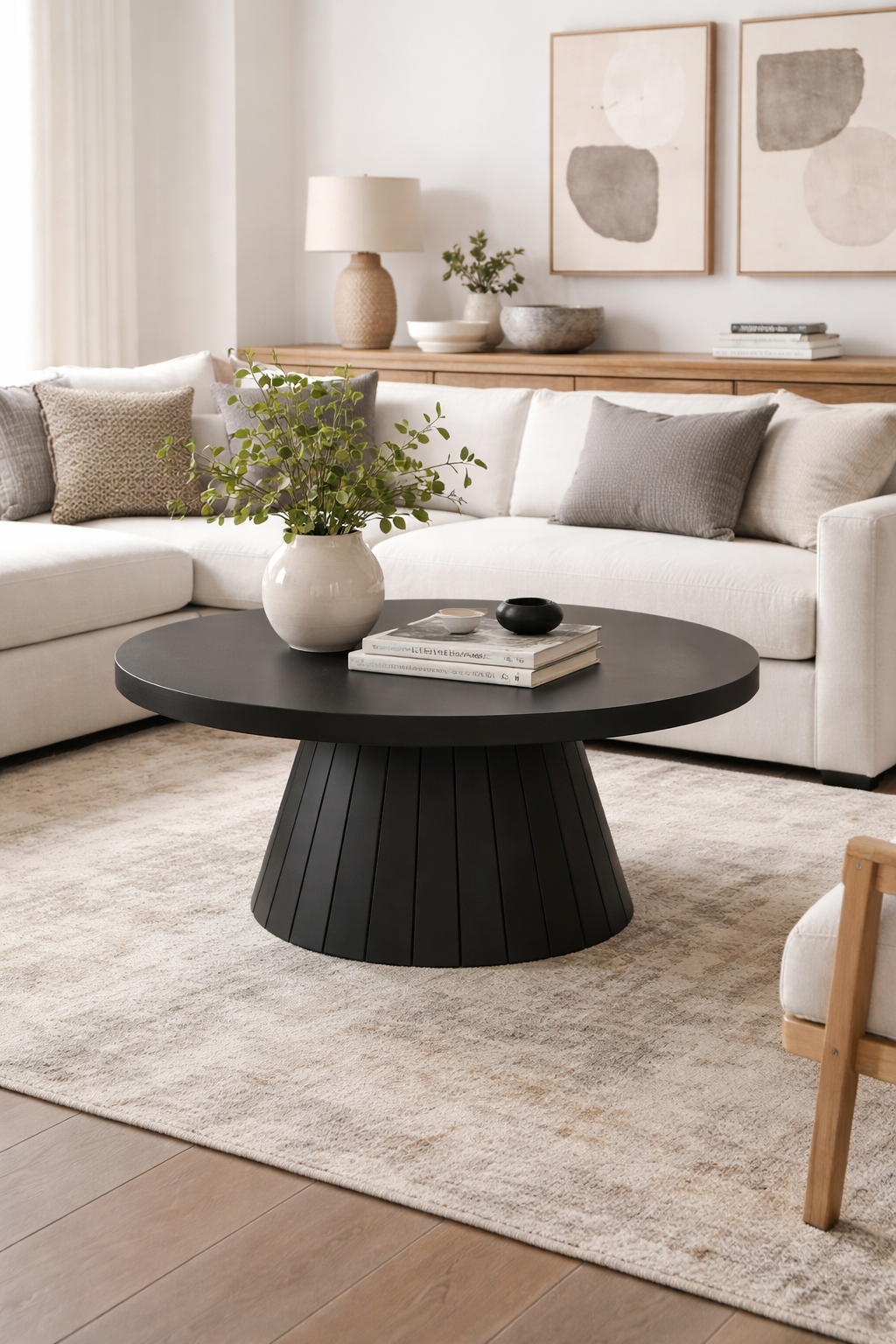 Modern Yuvarlak Orta Sehpa 80x48 cm Konik Ayak Tasarım | Alberohome