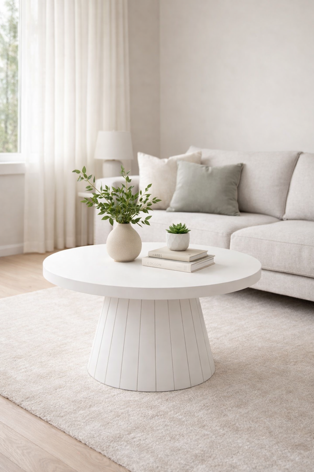Modern Yuvarlak Orta Sehpa 80x48 cm Konik Ayak Tasarım | Alberohome