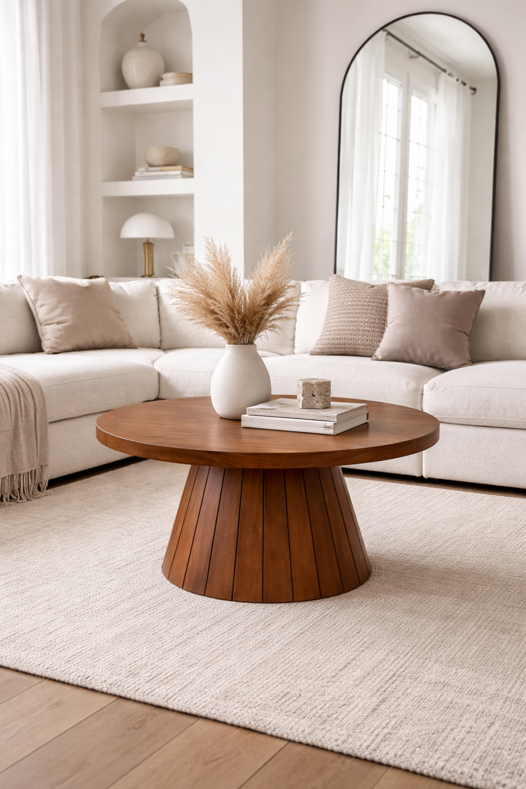 Modern Yuvarlak Orta Sehpa 80x48 cm Konik Ayak Tasarım | Alberohome