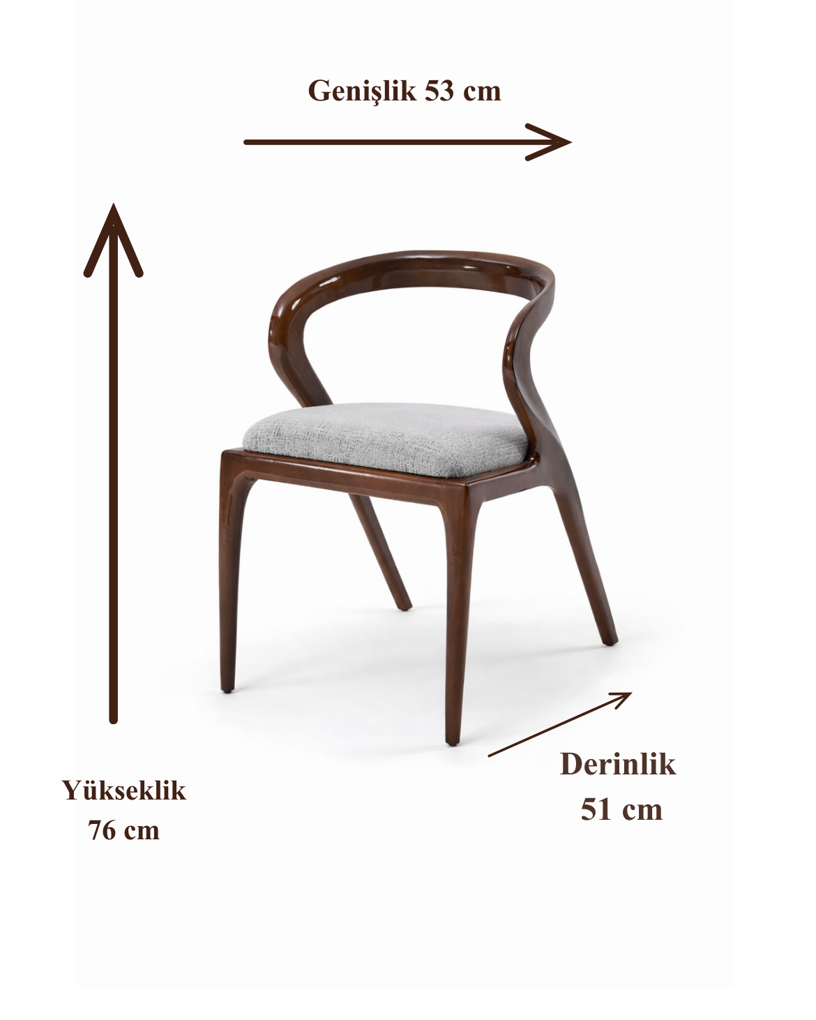 Narciso Doğal Ahşap Döşemeli Ceviz  Sandalye El İşçiliği  Modern İskandinav Tasarım