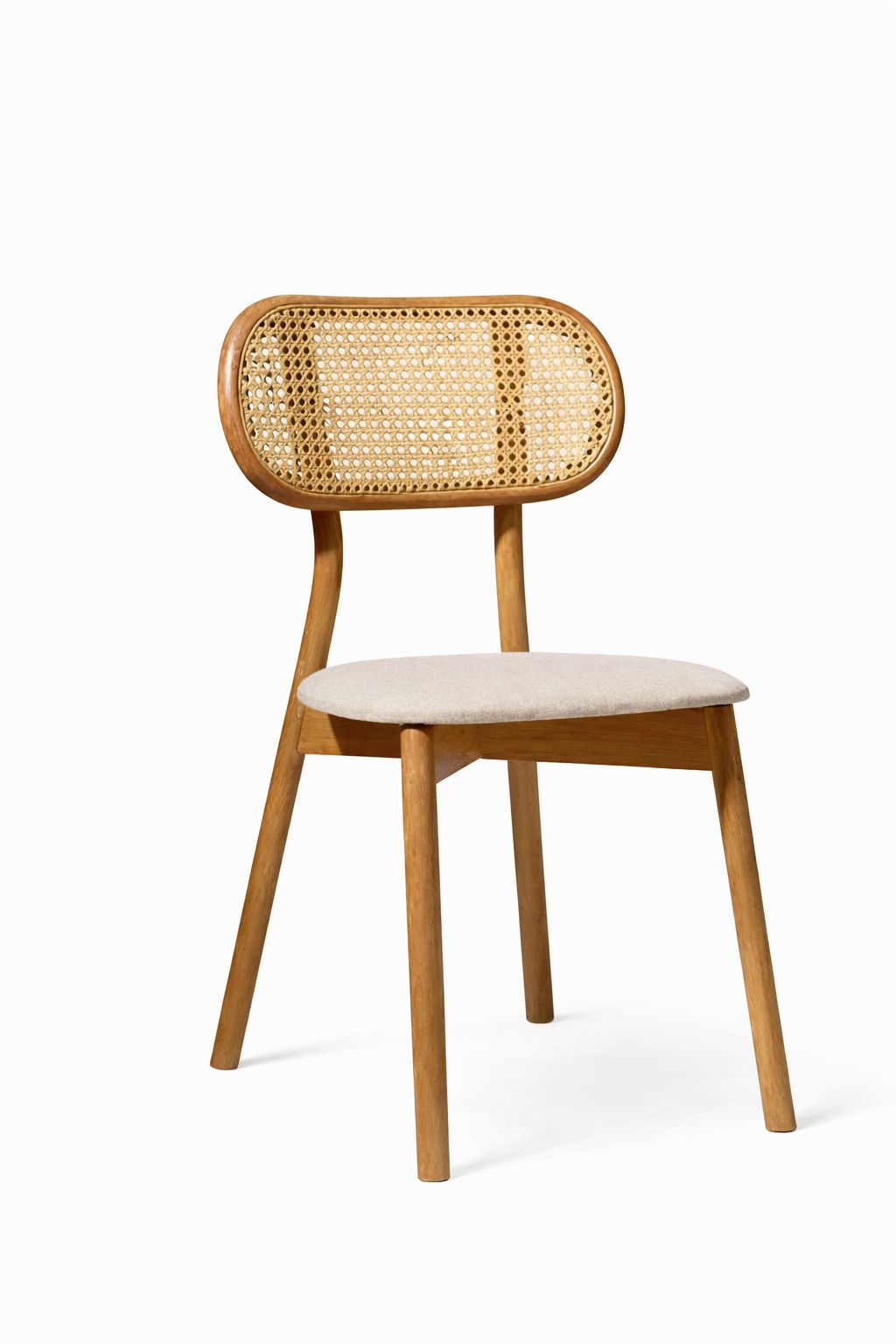 Naturel Hasır Sırtlı Ahşap Sandalye | Kayın Ayaklı – Döşemeli