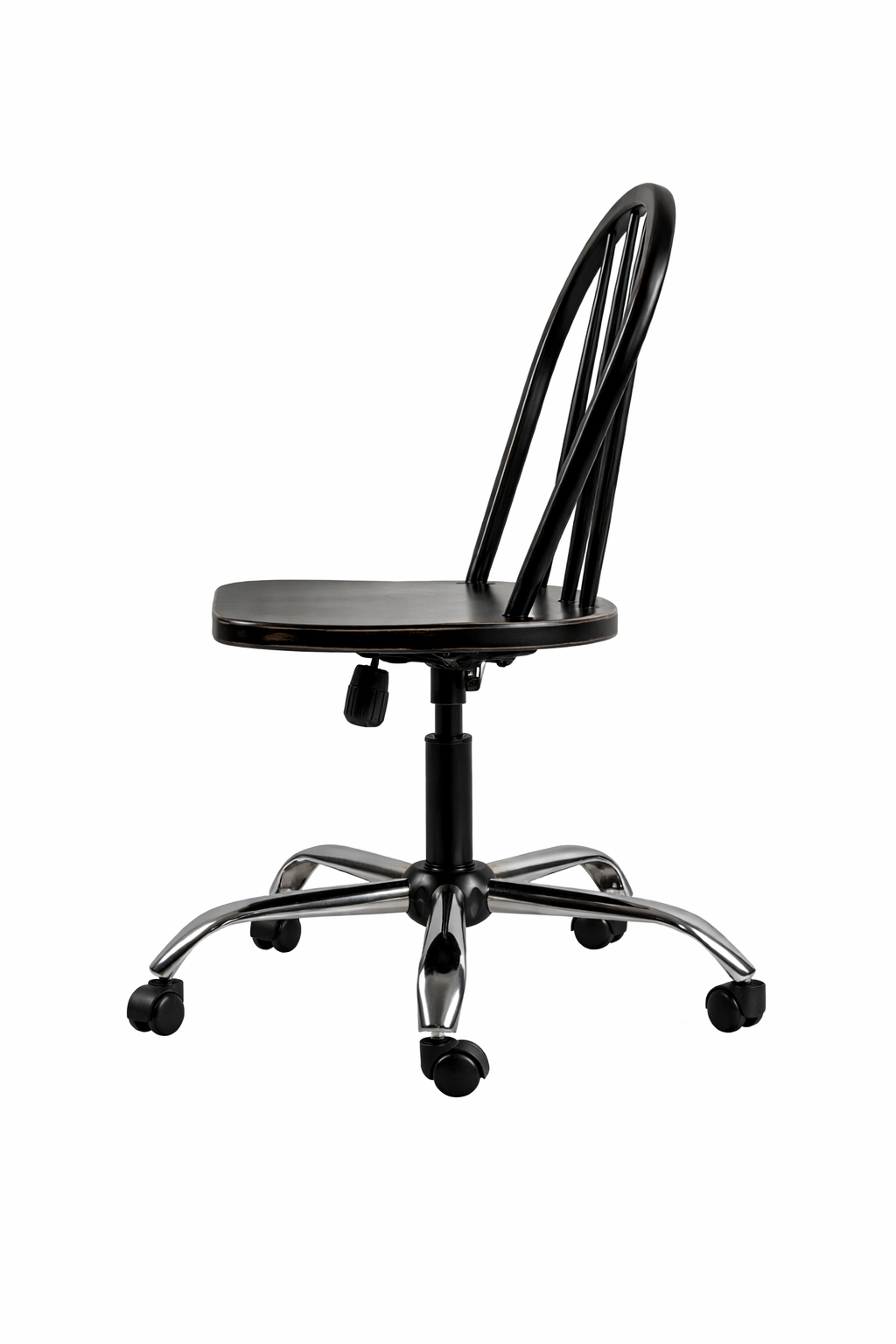 Neige Doğal Ahşap Siyah Renk Eskitme Döner Çalışma Sandalyesi 45x47x100 Cm - Modern & Şık Tasarım