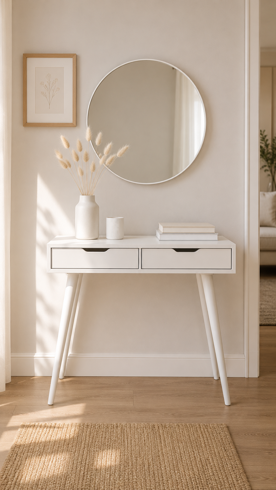 Nero Doğal Ahşap Kayın Beyaz Renk Dresuar 100x42 Cm - Modern & Şık Tasarım