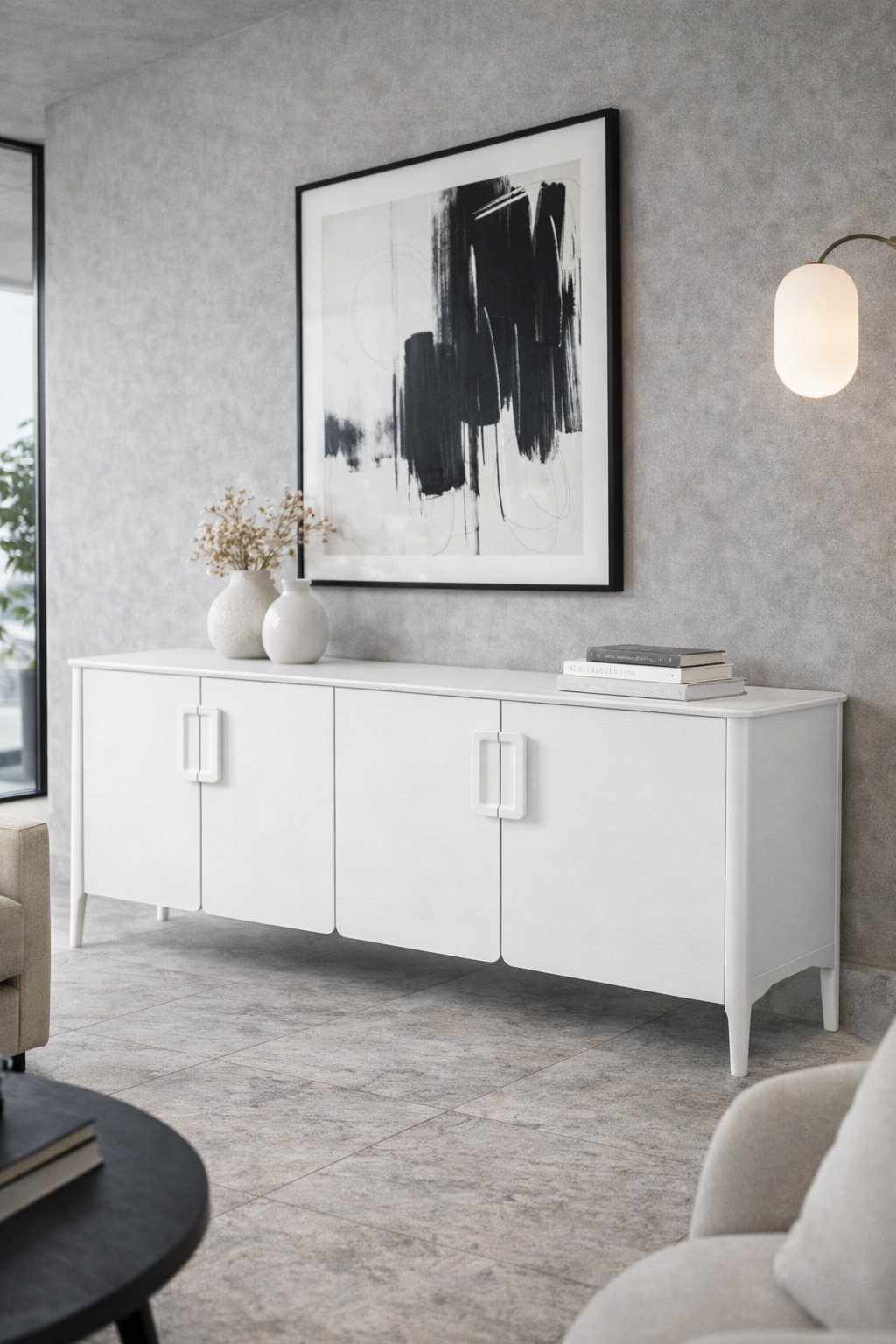 Nova Çerçeveli Kapaklı Ahşap Konsol – Geniş Depolama Alanlı Salon ve Yemek Odası Konsolu – 180 cm