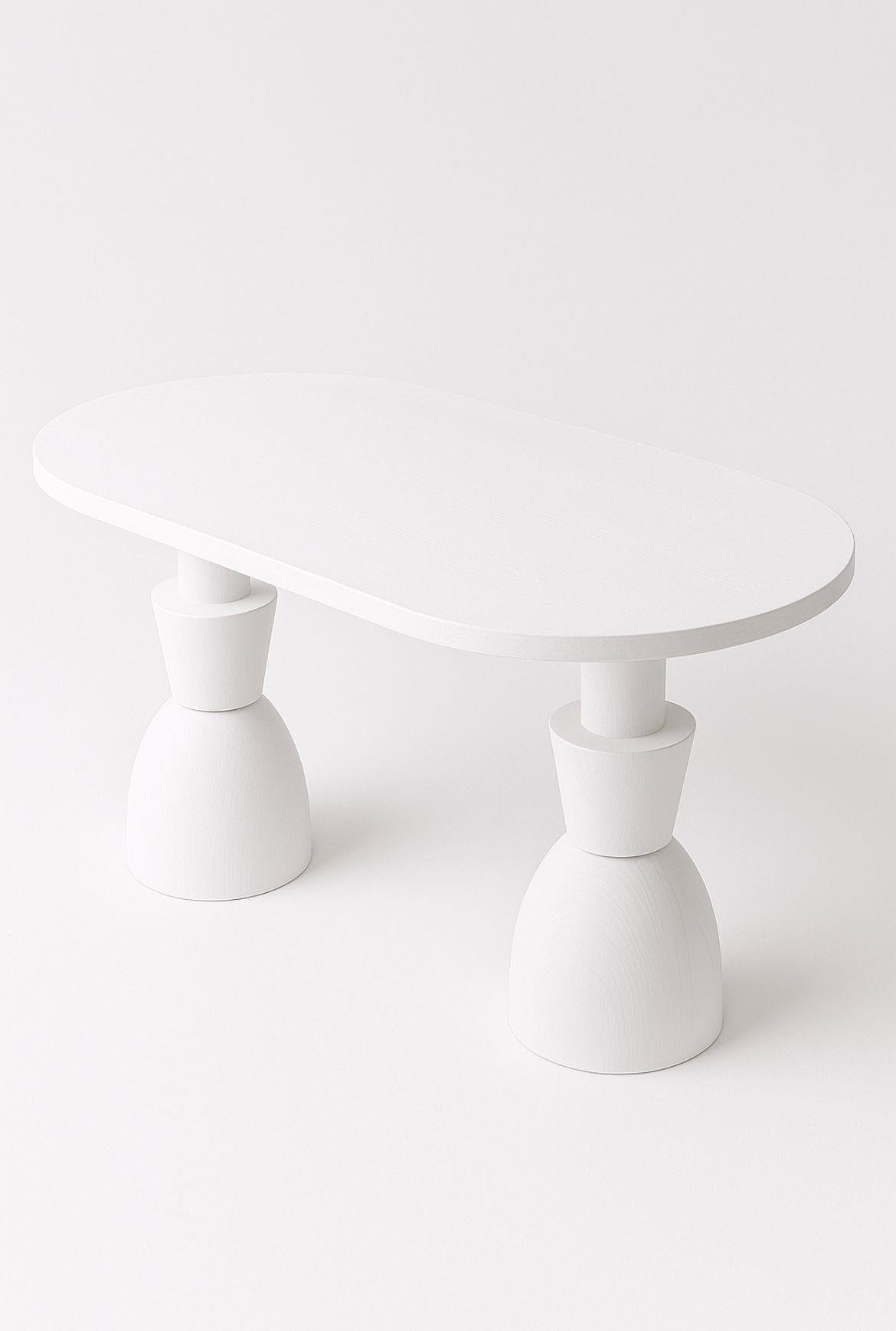 Oval Ahşap Yemek Masası 160x90 cm – Masif Tornalı Ayaklı Modern Tasarım