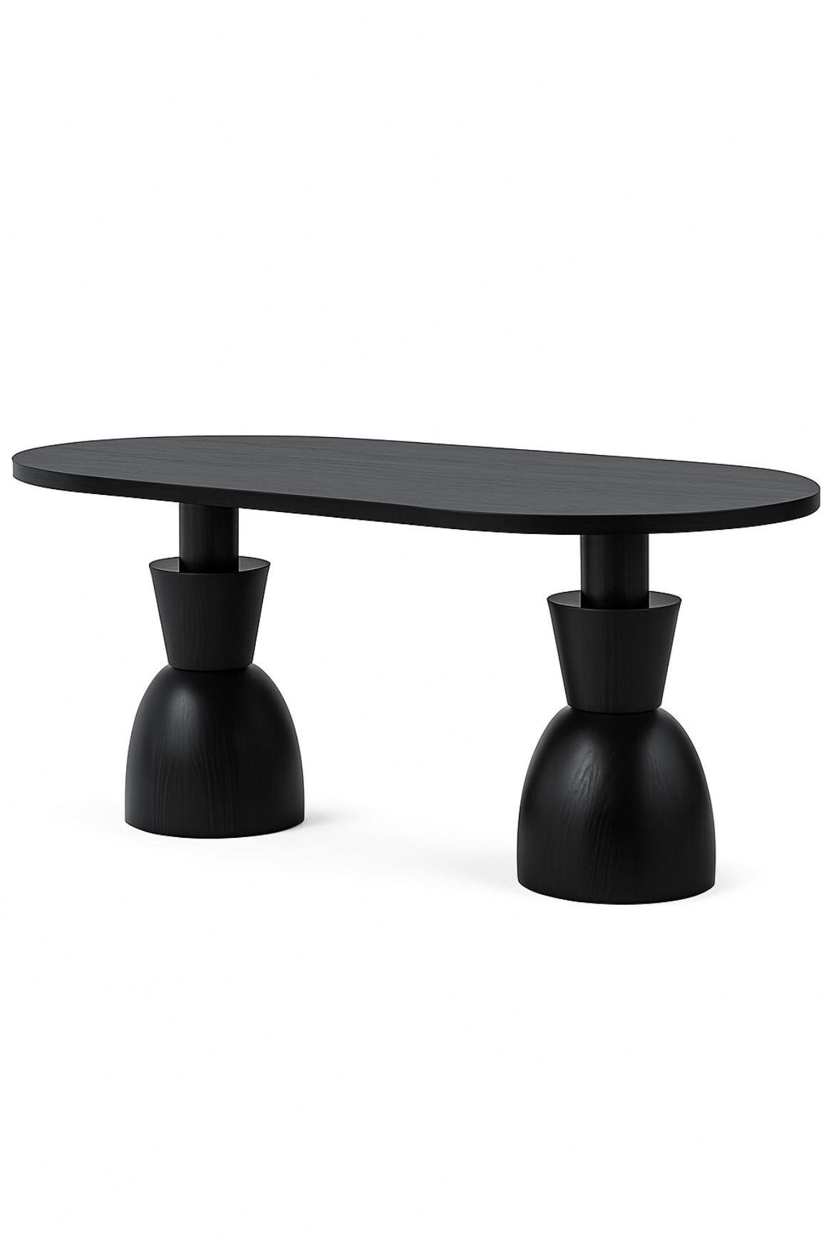 Oval Ahşap Yemek Masası 160x90 cm – Masif Tornalı Ayaklı Modern Tasarım