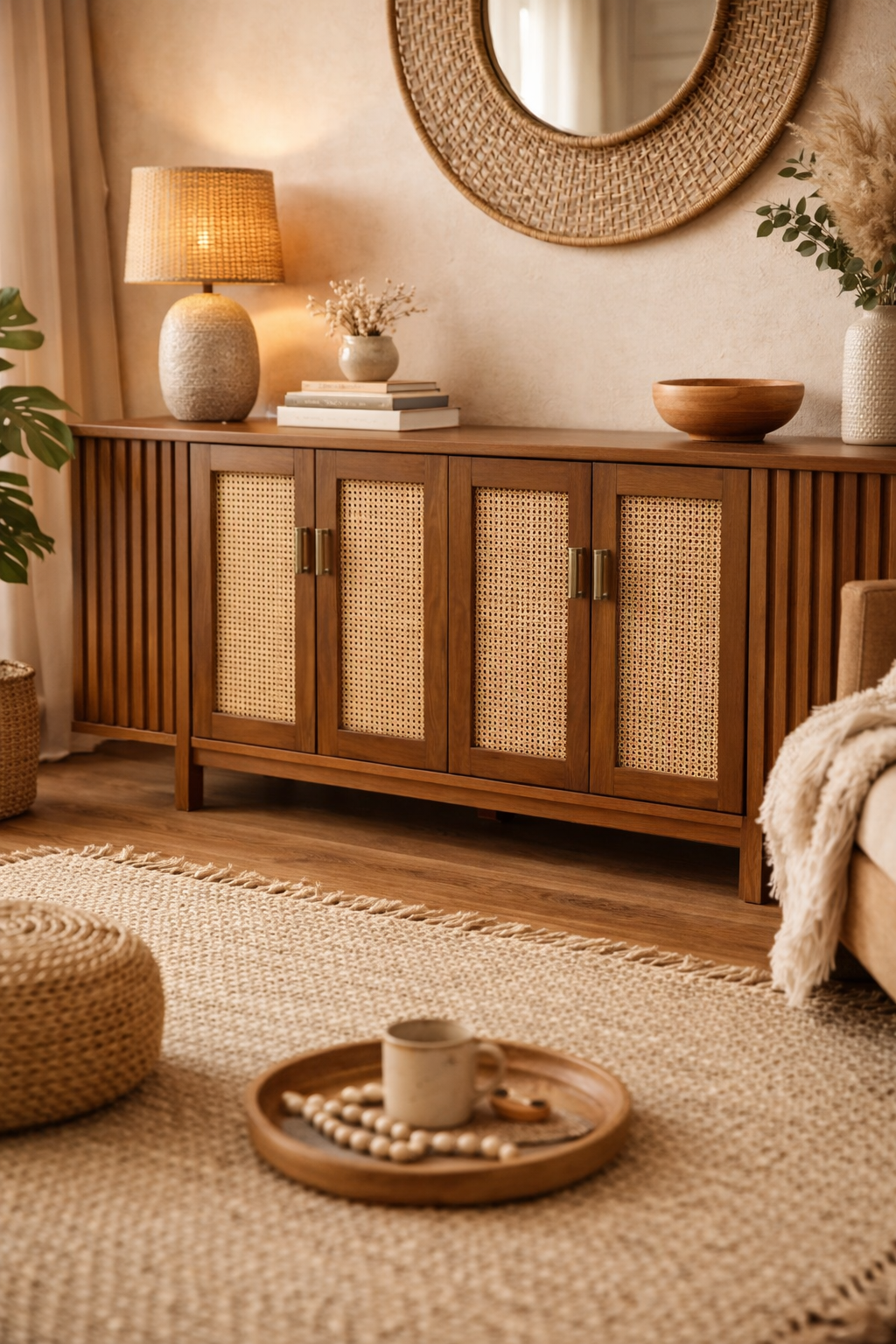 Panelli Kapaklı Ahşap Konsol – Modern Salon ve Antre Konsolu – 200 × 42 × 80 cm