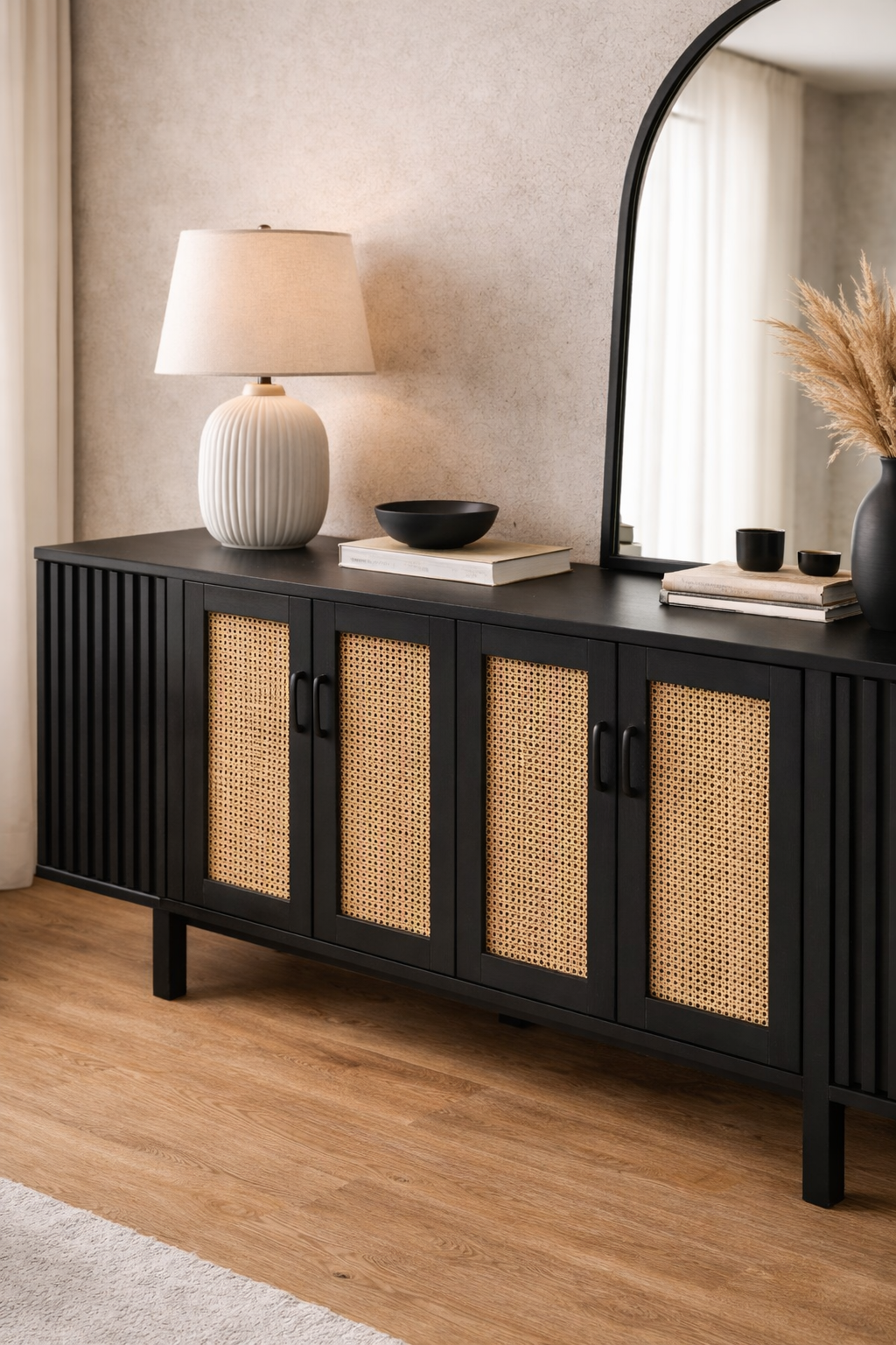 Panelli Kapaklı Ahşap Konsol – Modern Salon ve Antre Konsolu – 200 × 42 × 80 cm