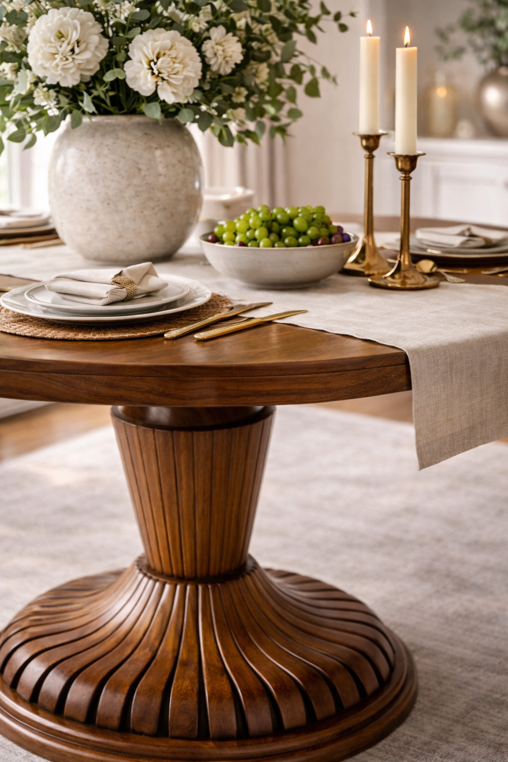 Pençe Ayaklı Masif Ahşap Yemek Masası | 120×120 Salon & Mutfak Masası – 2026 Model