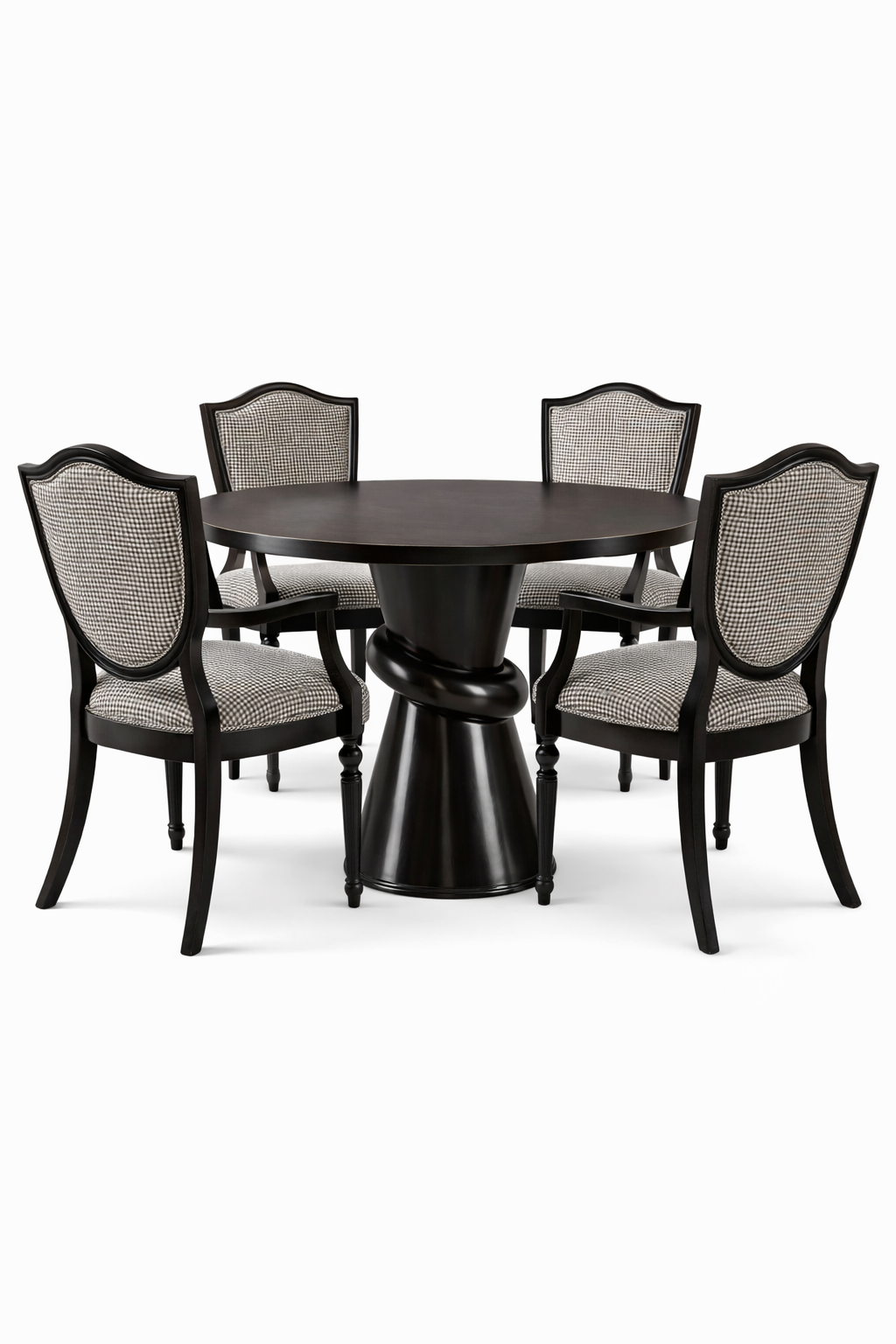 Piton Yuvarlak Mutfak Masası Takımı 120×120 | Siyah Ahşap Yemek Masası Takımı – 2026