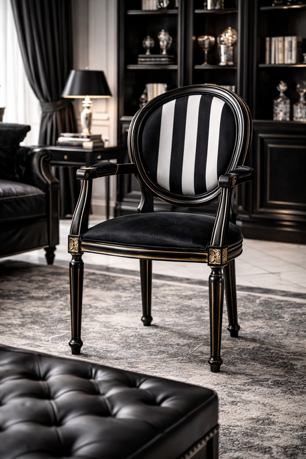 Racine Doğal Ahşap Kayın Siyah Renk Kolçaklı Sandalye Detaylı İşçilik Modern Şık Tasarım