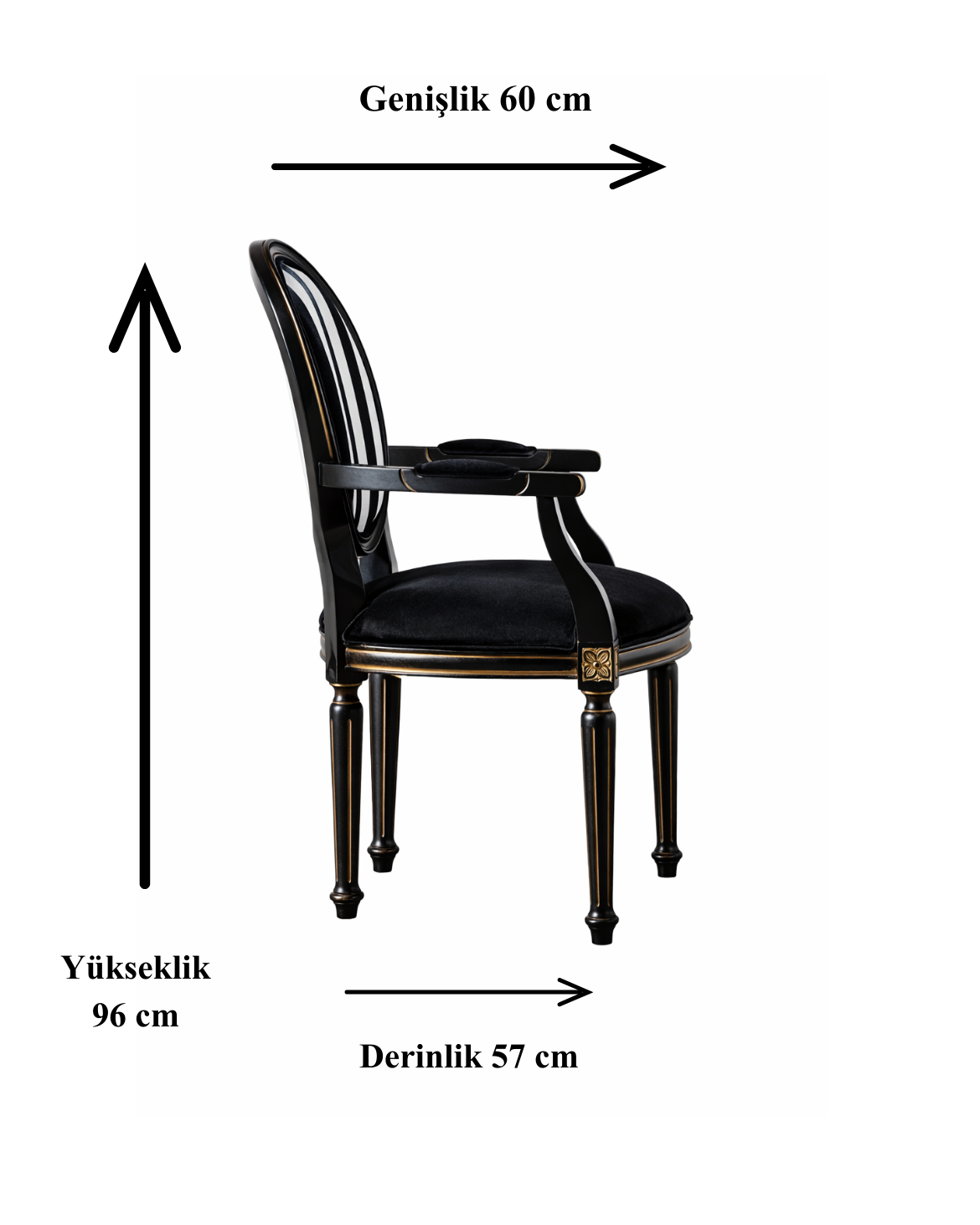 Racine Doğal Ahşap Kayın Siyah Renk Kolçaklı Sandalye Detaylı İşçilik Modern Şık Tasarım