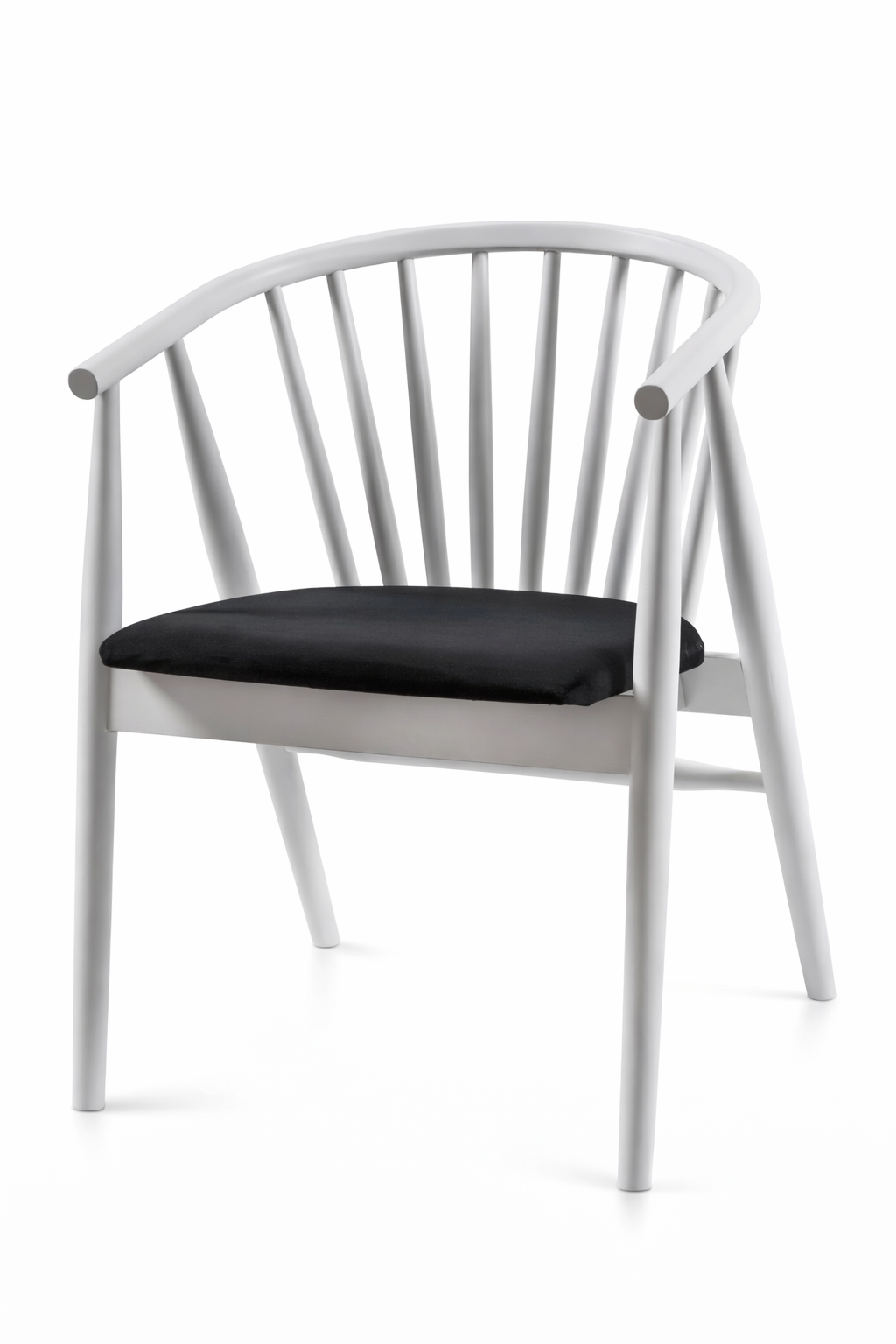 Rizoma Natural Ahşap Beyaz Renk Kayın Sandalye Siyah Döşemeli Detaylı İşçilik Modern Şık Tasarım