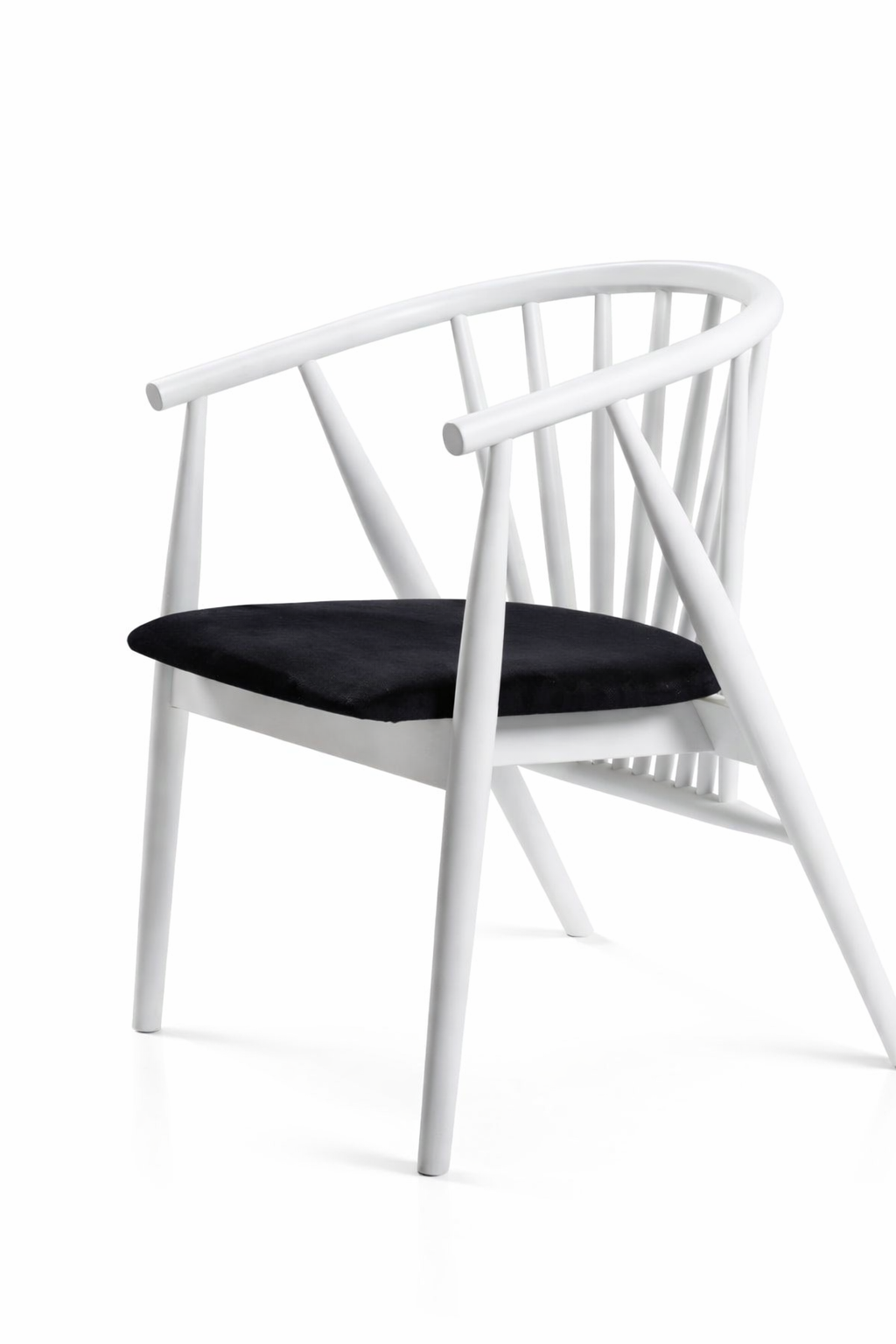 Rizoma Natural Ahşap Beyaz Renk Kayın Sandalye Siyah Döşemeli Detaylı İşçilik Modern Şık Tasarım