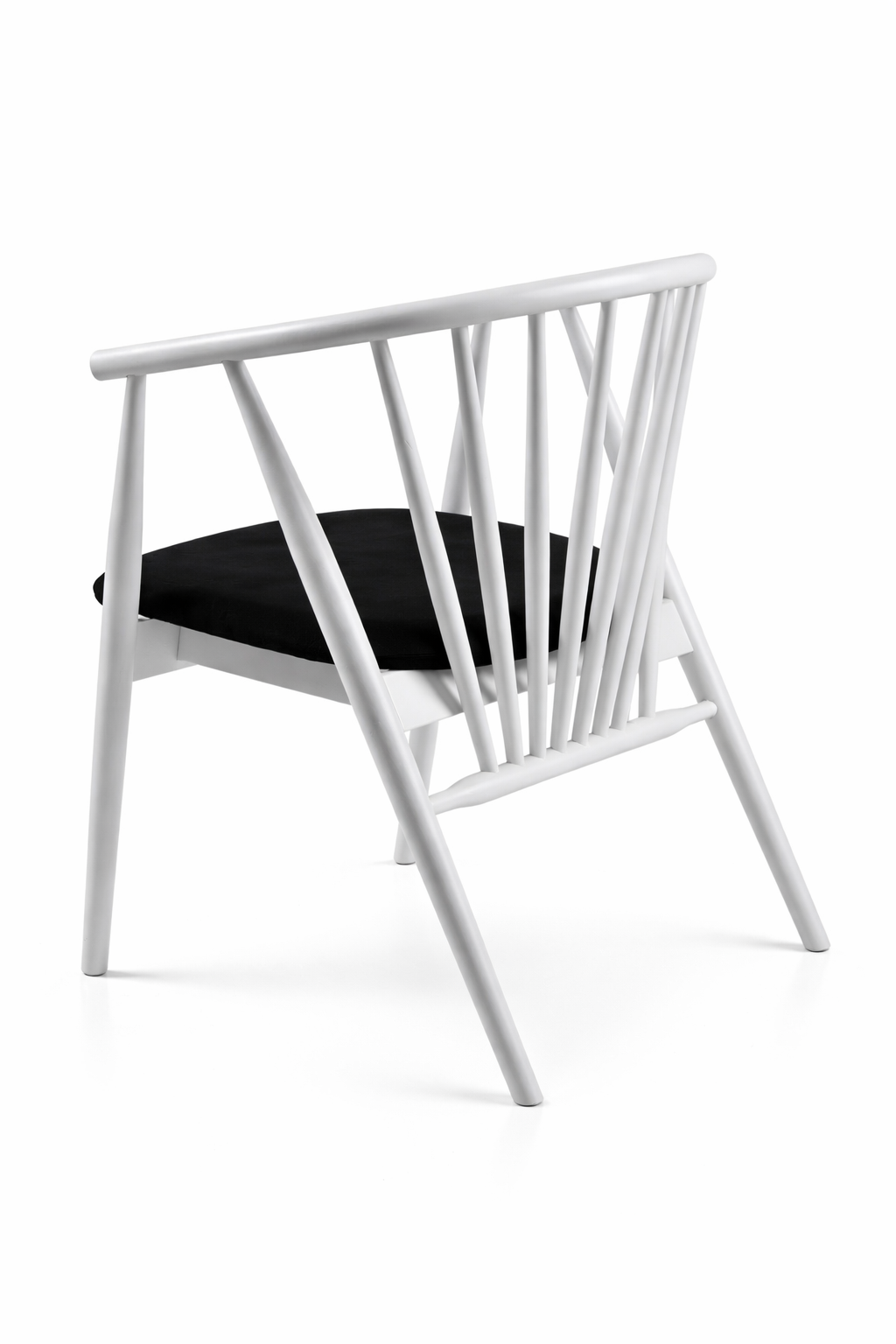 Rizoma Natural Ahşap Beyaz Renk Kayın Sandalye Siyah Döşemeli Detaylı İşçilik Modern Şık Tasarım