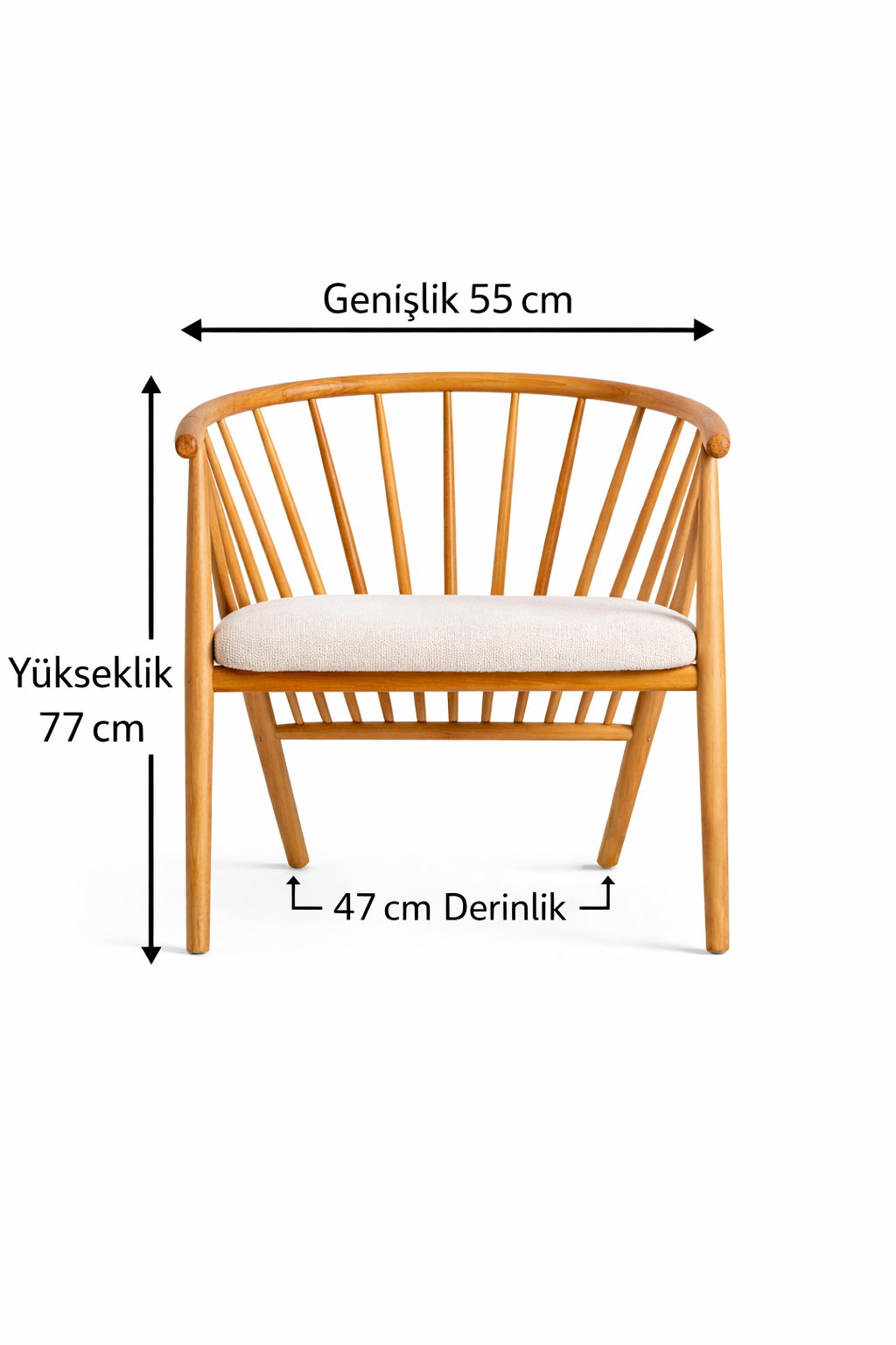 Rizoma Natural Ahşap Kayın Sandalye Detaylı İşçilik Modern Şık Tasarım