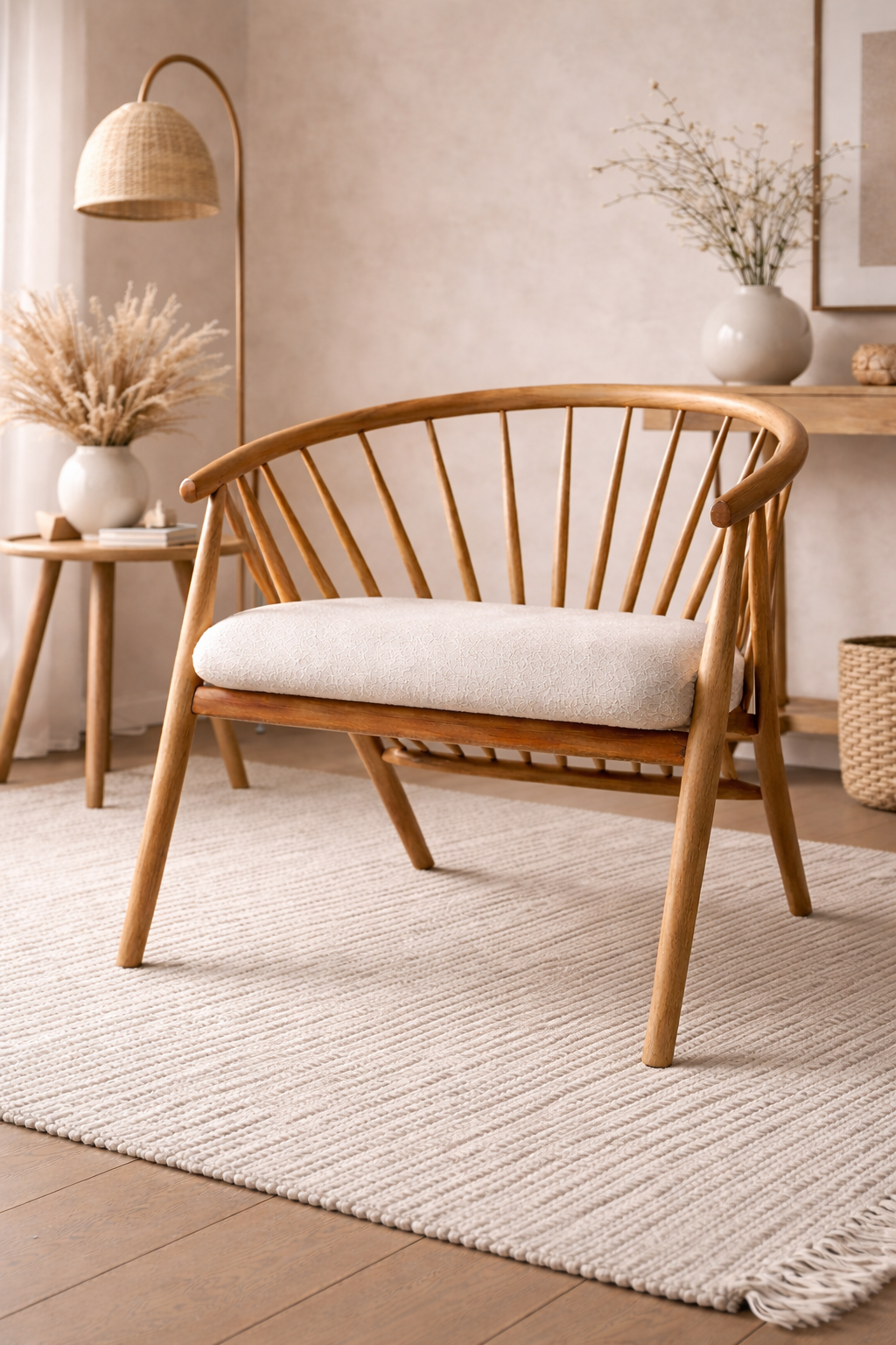 Rizoma Natural Ahşap Kayın Sandalye Detaylı İşçilik Modern Şık Tasarım