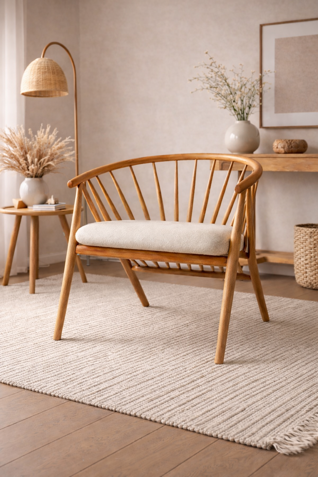 Rizoma Natural Ahşap Kayın Sandalye Detaylı İşçilik Modern Şık Tasarım