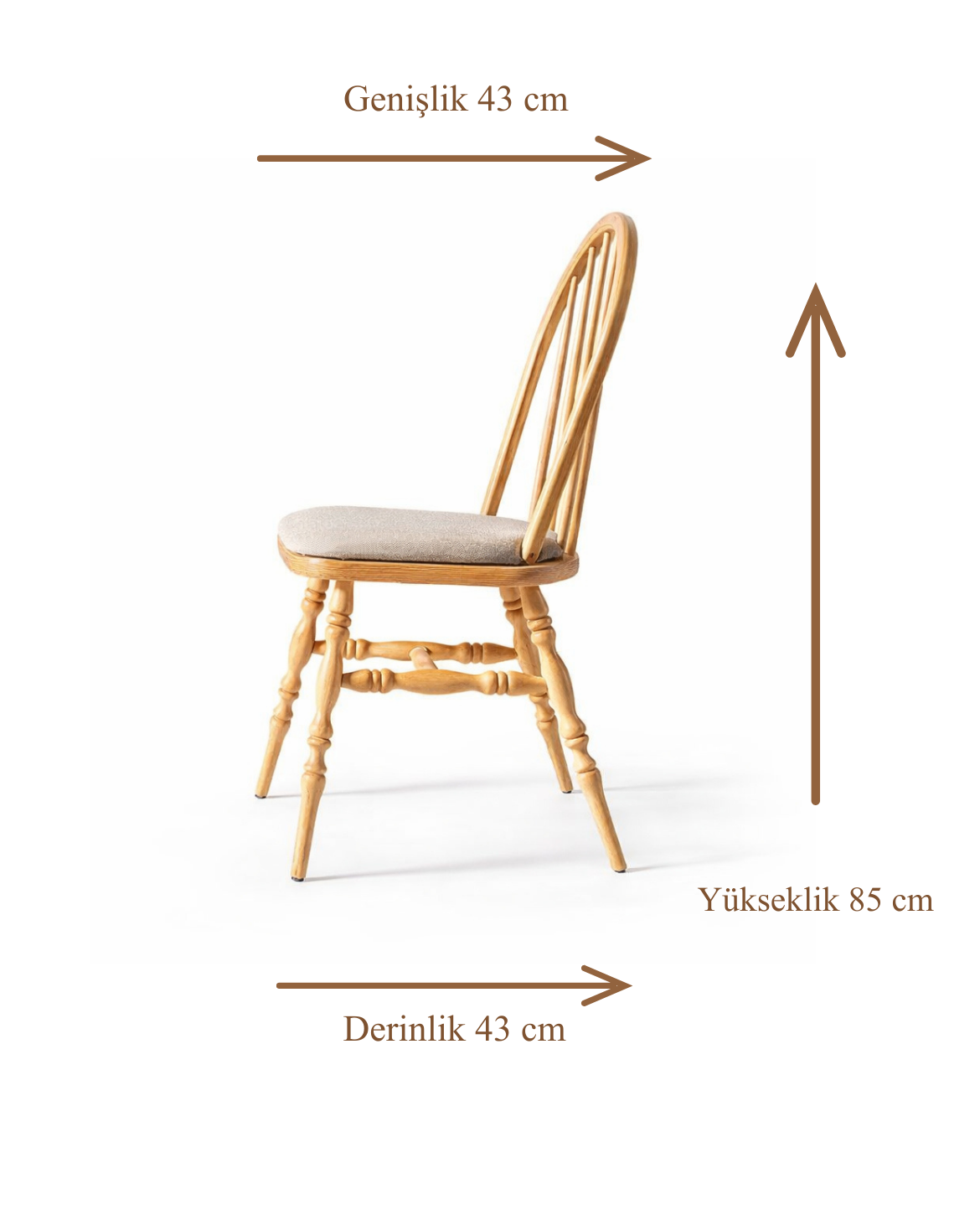 Rodop Natural Ahşap Kayın Sandalye Detaylı İşçilik Modern Şık Tasarım (4 Adet)