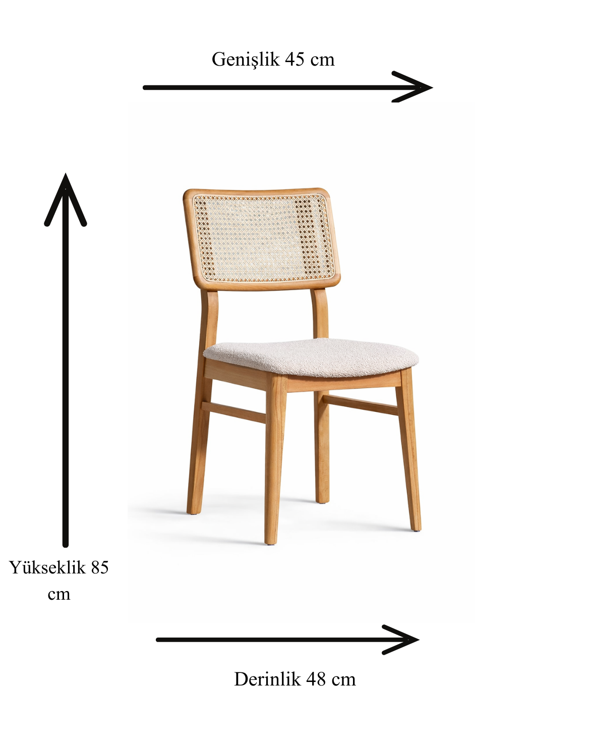 Sedef Natural Ahşap Hazeranlı Kayın Sandalye Detaylı İşçilik Modern Şık Tasarım