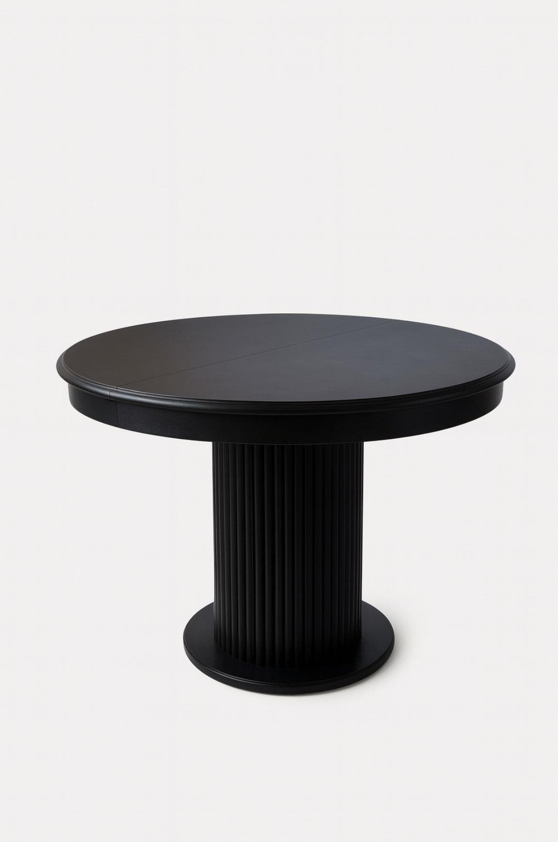 Siyah Açılır Yuvarlak Masa Takımı 100×100 – 135 cm | Kayın Torna Ayaklı Sandalyeli Modern Yemek Masası