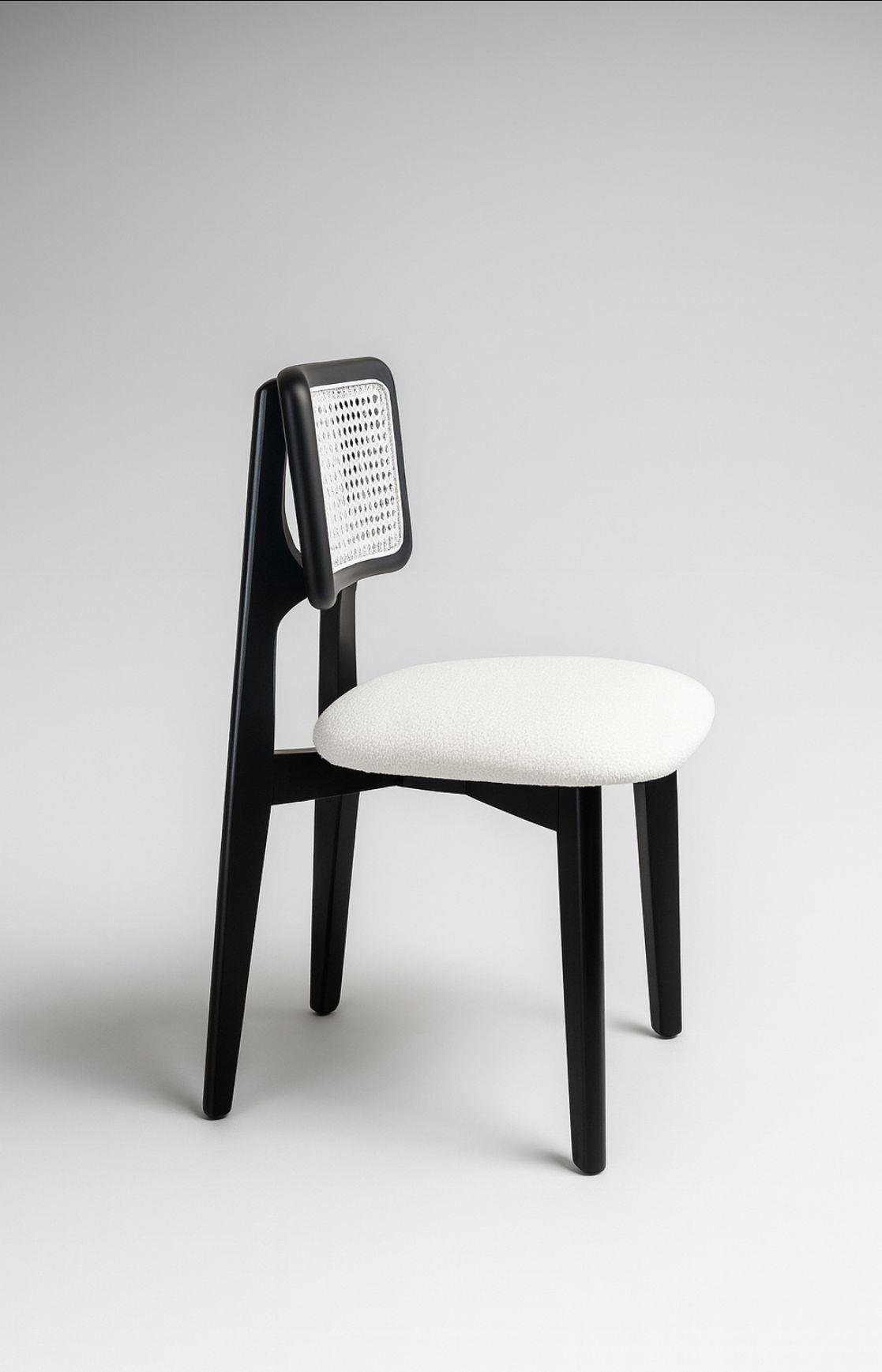 Siyah Hasırlı Ahşap Sandalye – Kayın Ağacı Hazeran Örgü (2 Adet )