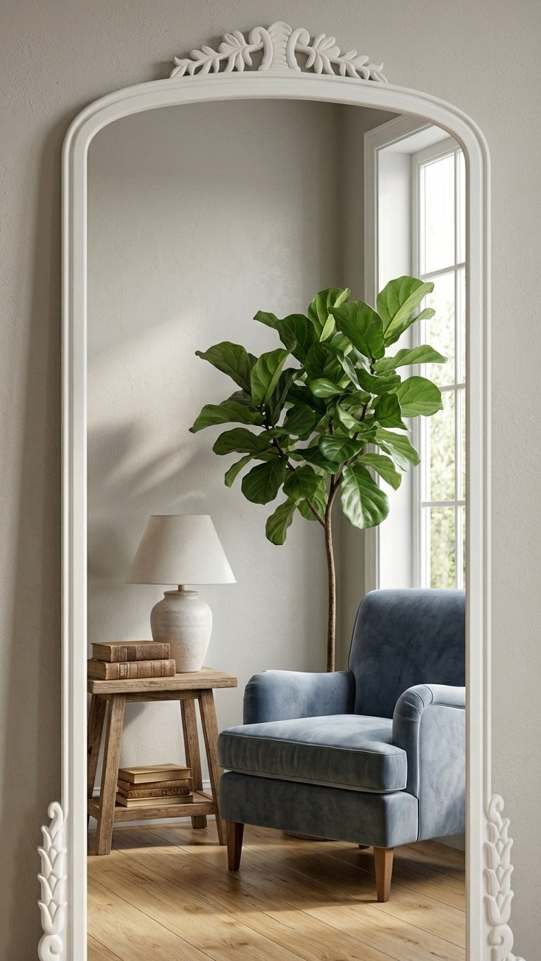 Siyah Klasik Oymalı Boy Aynası 97x183 cm | Alberohome