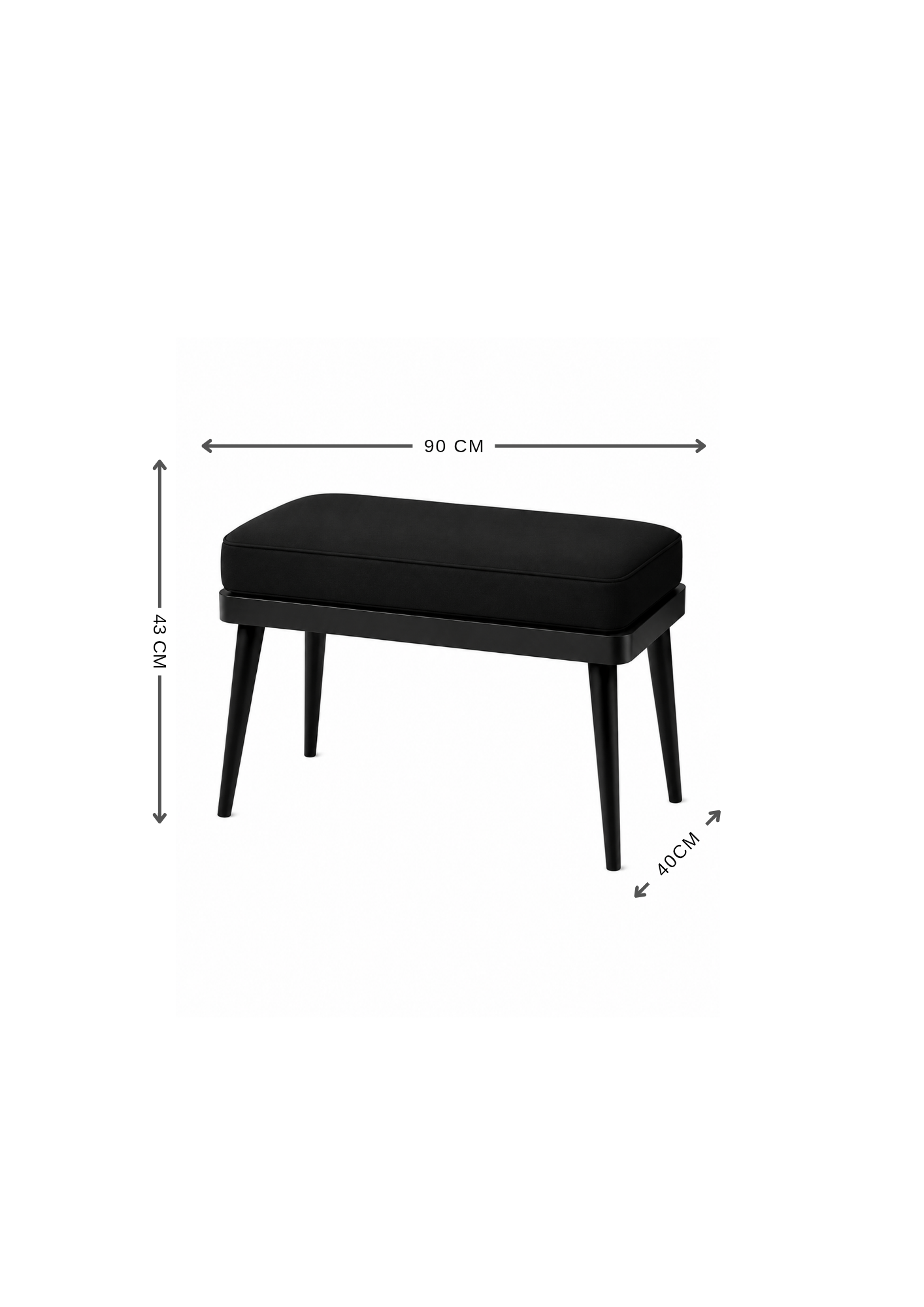 Siyah Puf Bench 90x40x43 cm