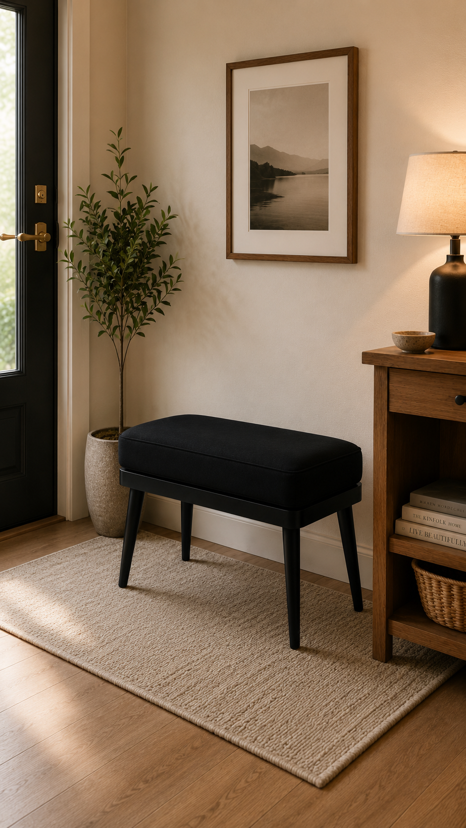 Siyah Puf Bench 90x40x43 cm
