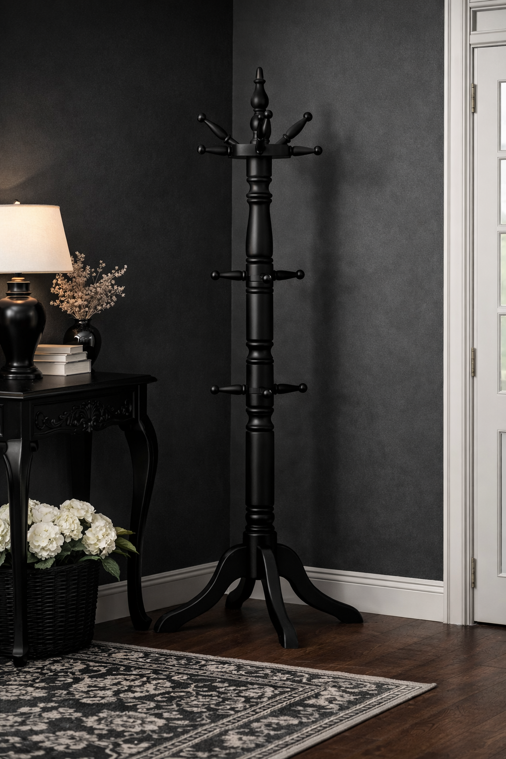 Torna Gövdeli Ahşap Askılık – Ayaklı Portmanto ve Antre Askısı – 176 cm