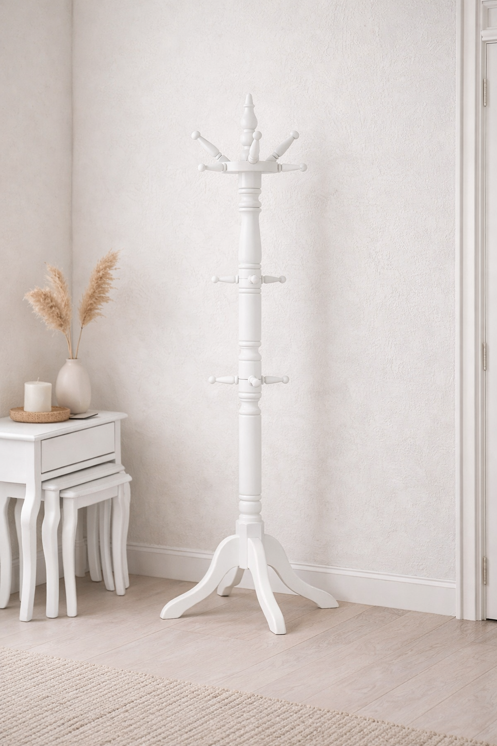 Torna Gövdeli Ahşap Askılık – Ayaklı Portmanto ve Antre Askısı – 176 cm