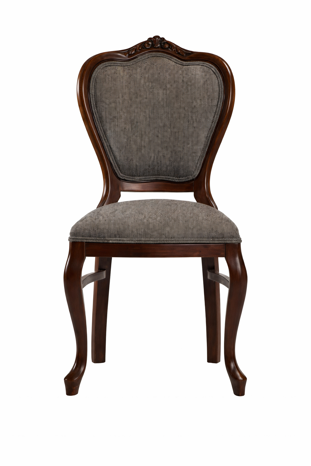 Valenza Klasik Ahşap Sandalye – Oymalı Sırtlı Döşemeli Yemek Sandalyesi – 49 × 44 × 85 cm