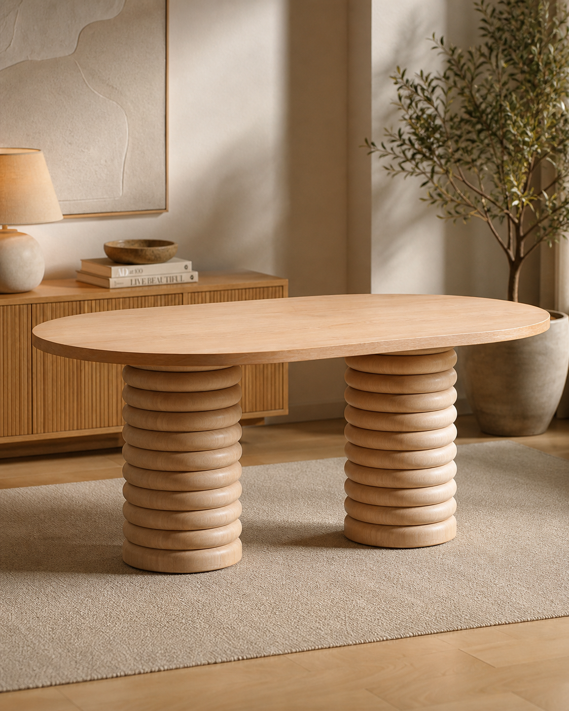 Valerion Prime Oval Ahşap Yemek Masası