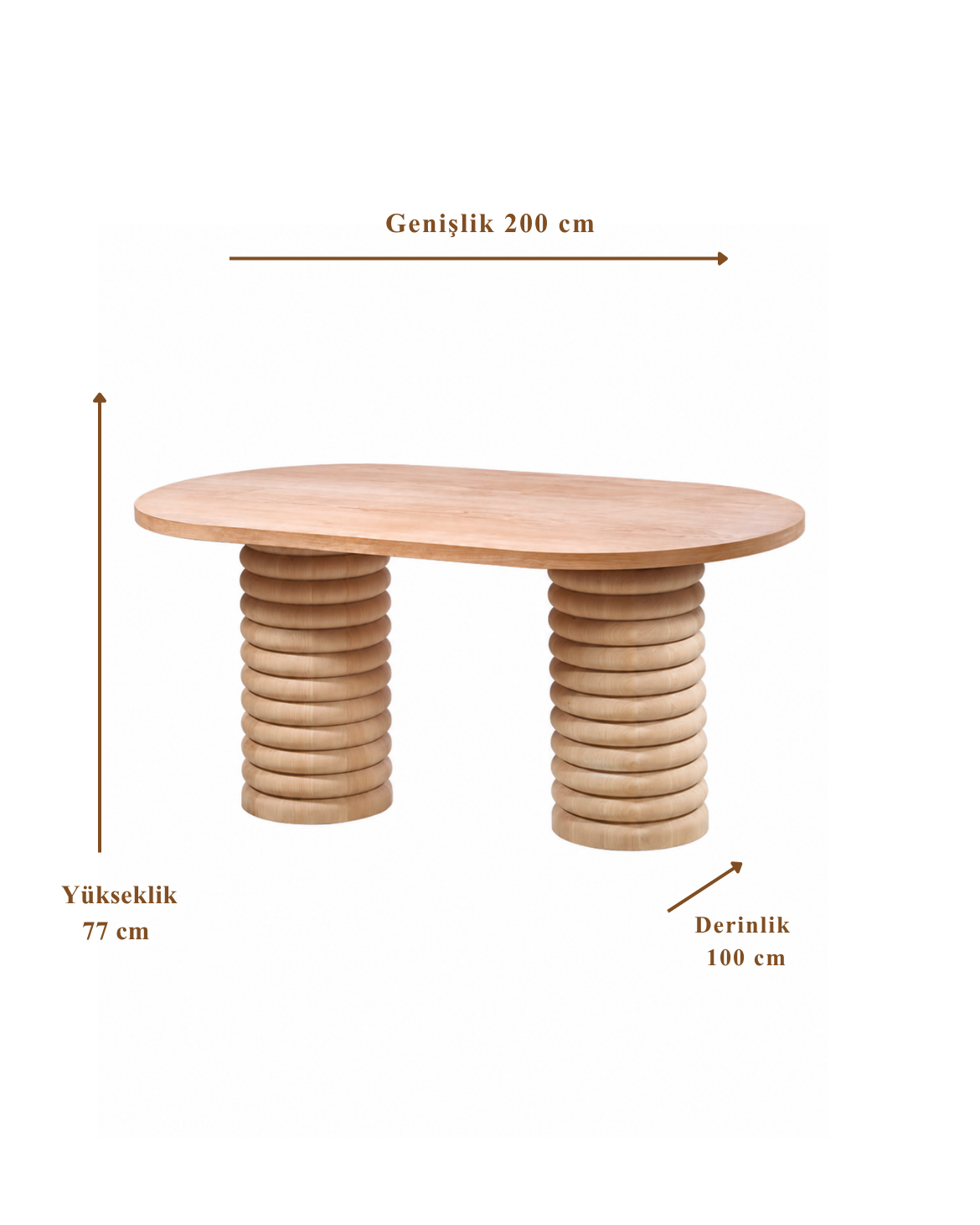 Valerion Prime Oval Ahşap Yemek Masası