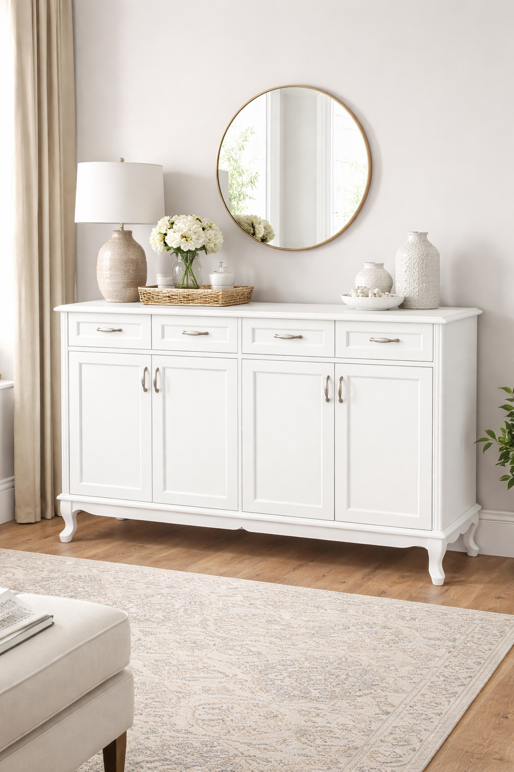 Vera Ahşap Konsol – Kapaklı ve Çekmeceli Salon Konsolu – 145 × 46 × 95 cm