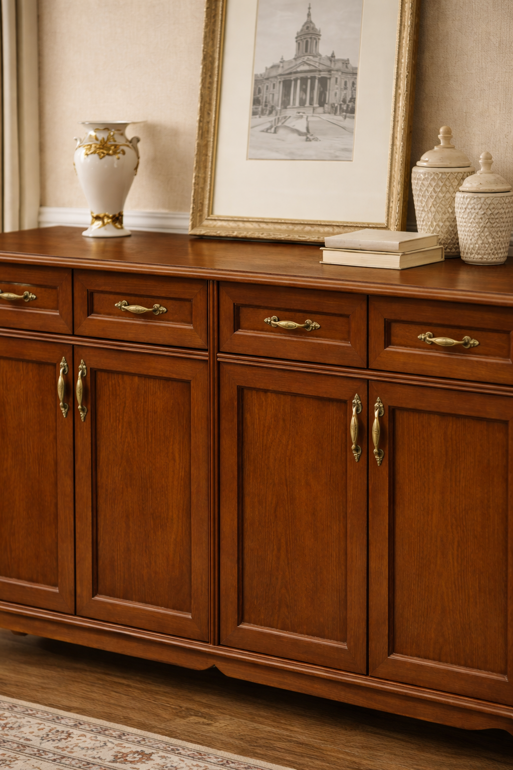 Vera Ahşap Konsol – Kapaklı ve Çekmeceli Salon Konsolu – 145 × 46 × 95 cm