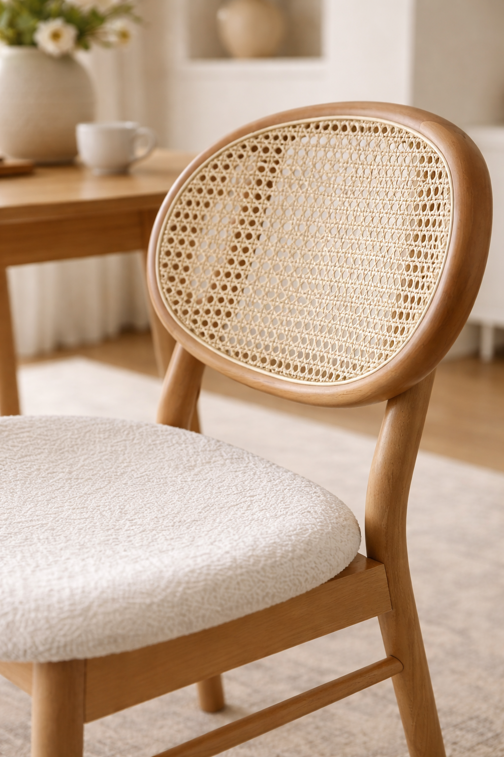 Violet Natural Ahşap Hazeranlı Kayın Sandalye Detaylı İşçilik Modern Şık Tasarım 