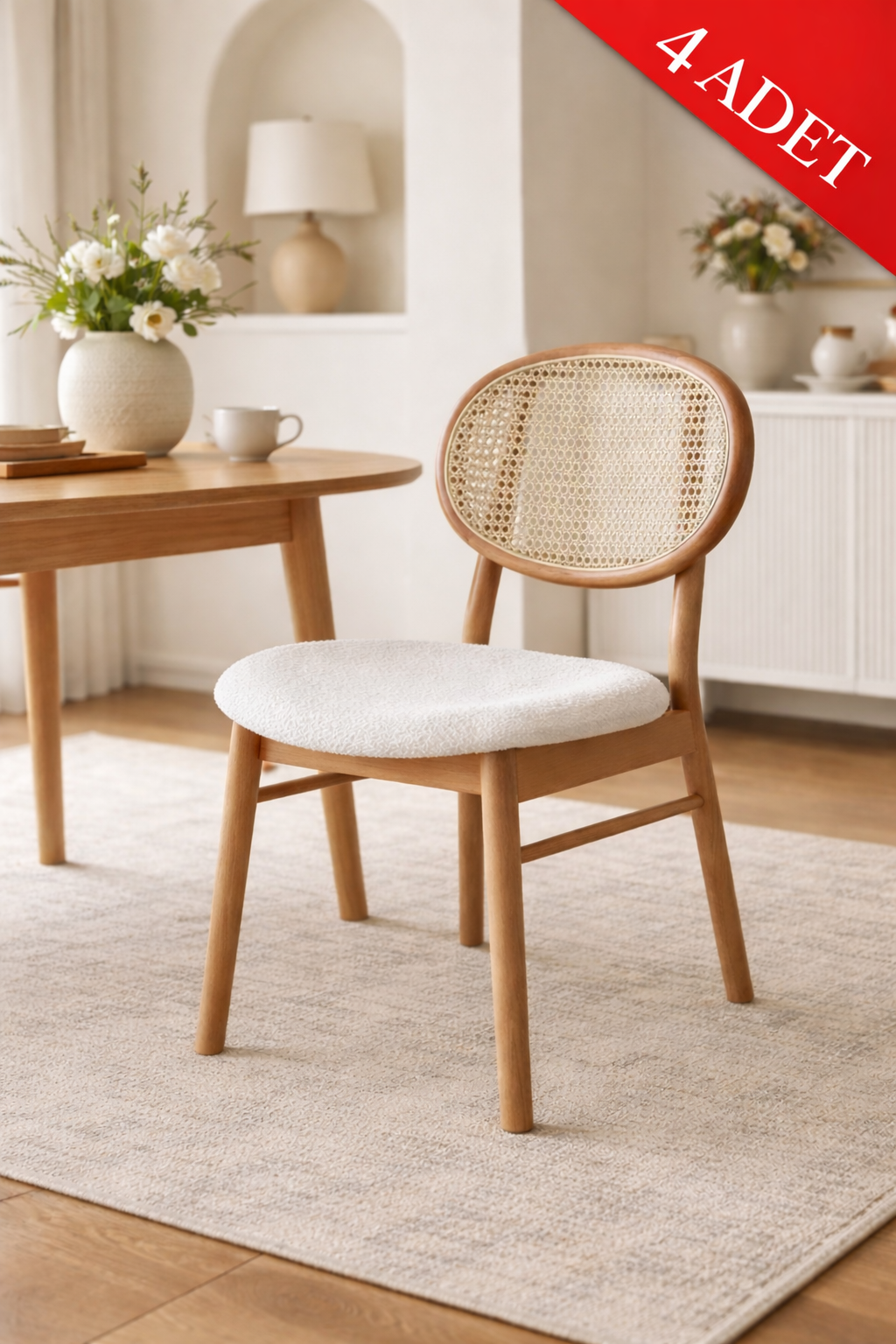 Violet Natural Ahşap Hazeranlı Kayın Sandalye Detaylı İşçilik Modern Şık Tasarım (4 Adet)