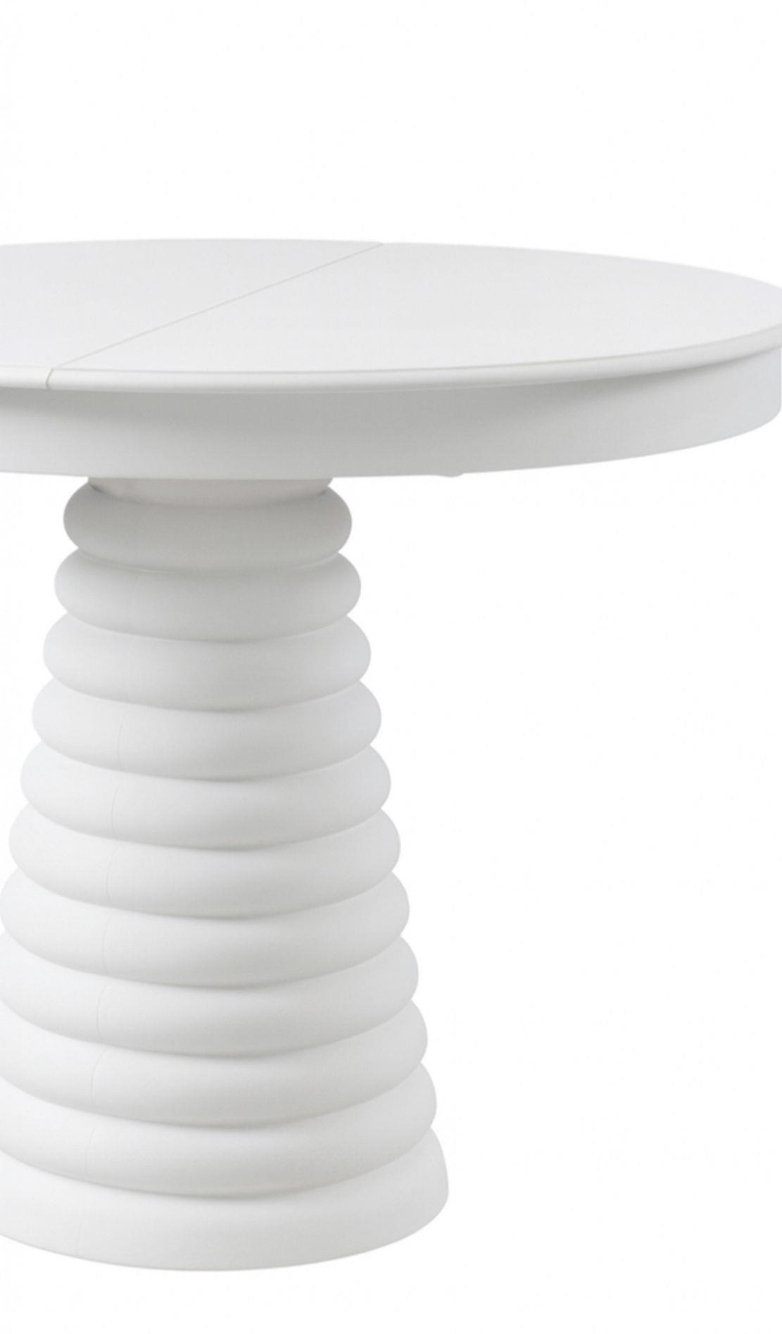 Yuvarlak Açılır Beyaz Masa 100x100