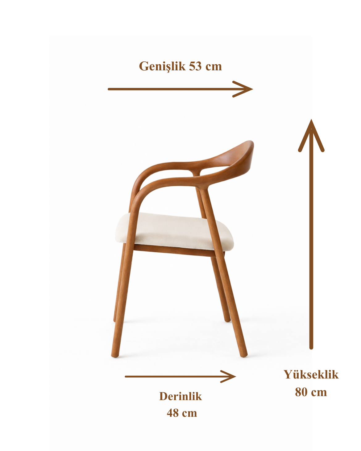 Zen Ceviz Renk Kollu Kayın Sandalye – Ahşap Detaylı El İşçiliği