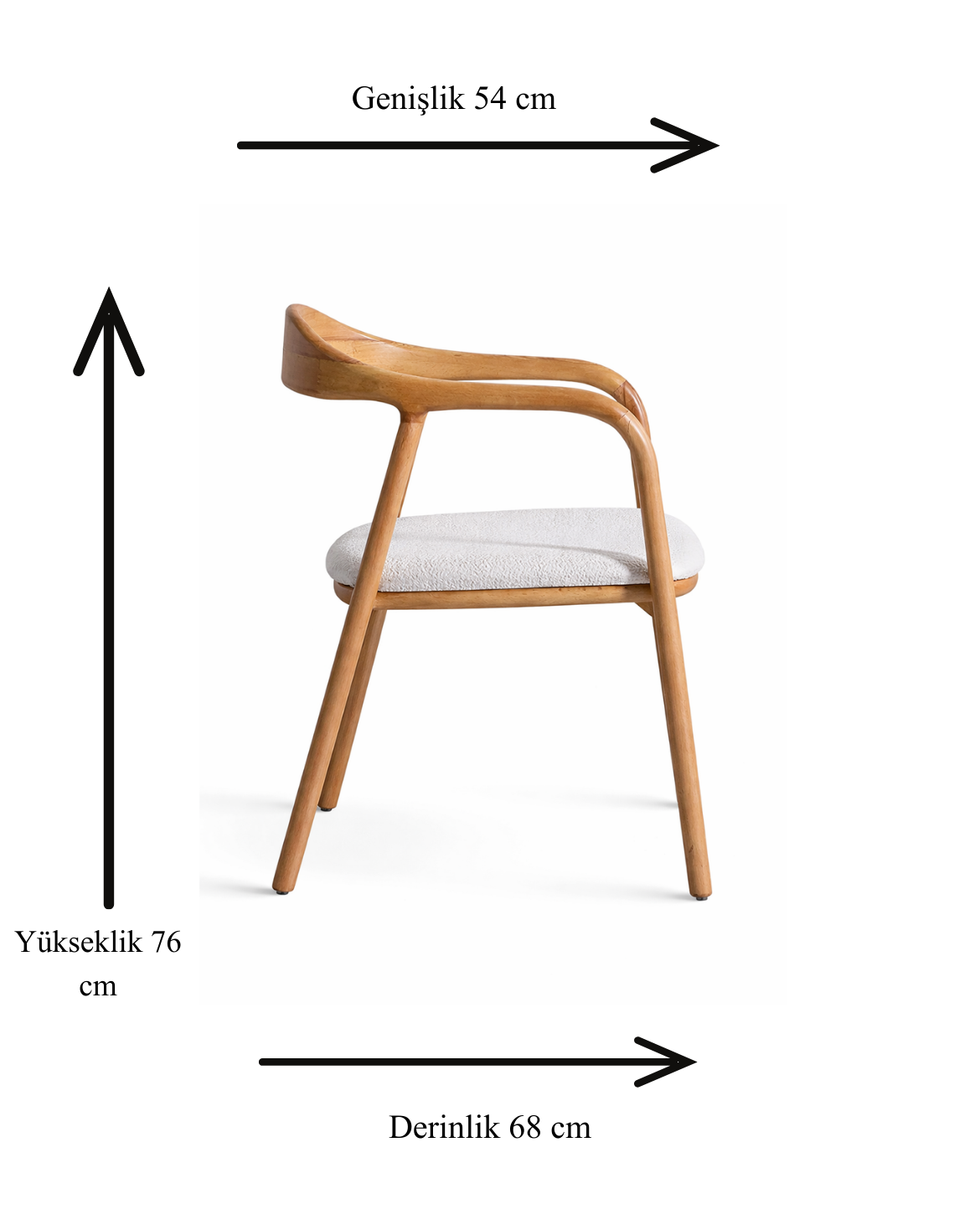 Zen Natural Kayın Ahşap Kolçaklı Sandalye Detaylı İşçilik Modern Şık Tasarım