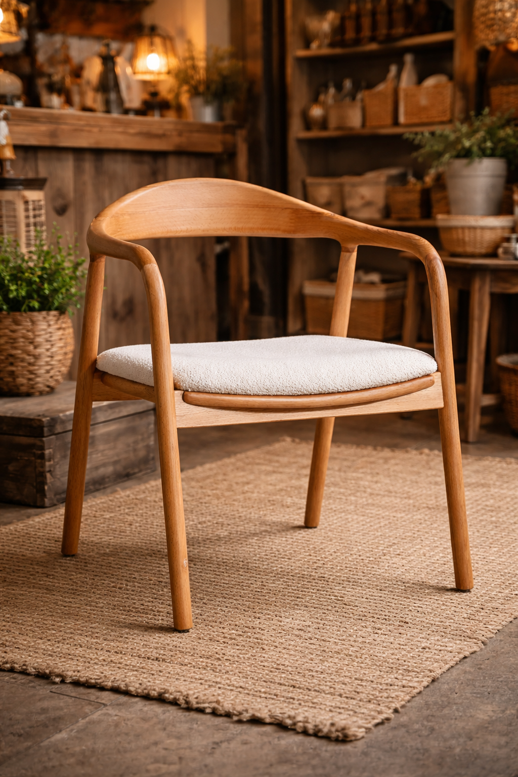 Zen Natural Kayın Ahşap Kolçaklı Sandalye Detaylı İşçilik Modern Şık Tasarım