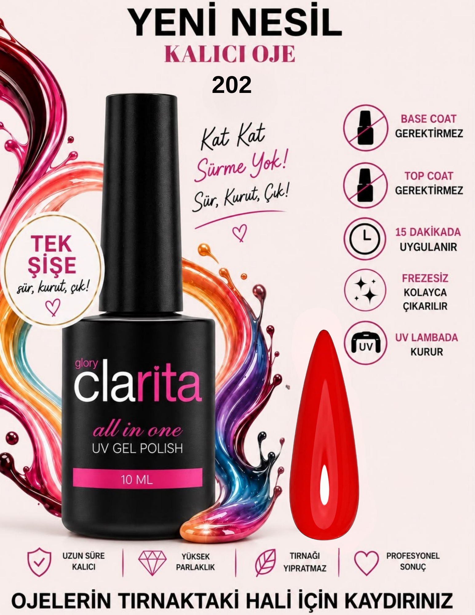 All in One Yeni Nesil Kalıcı Oje Uv Gel Polish 202