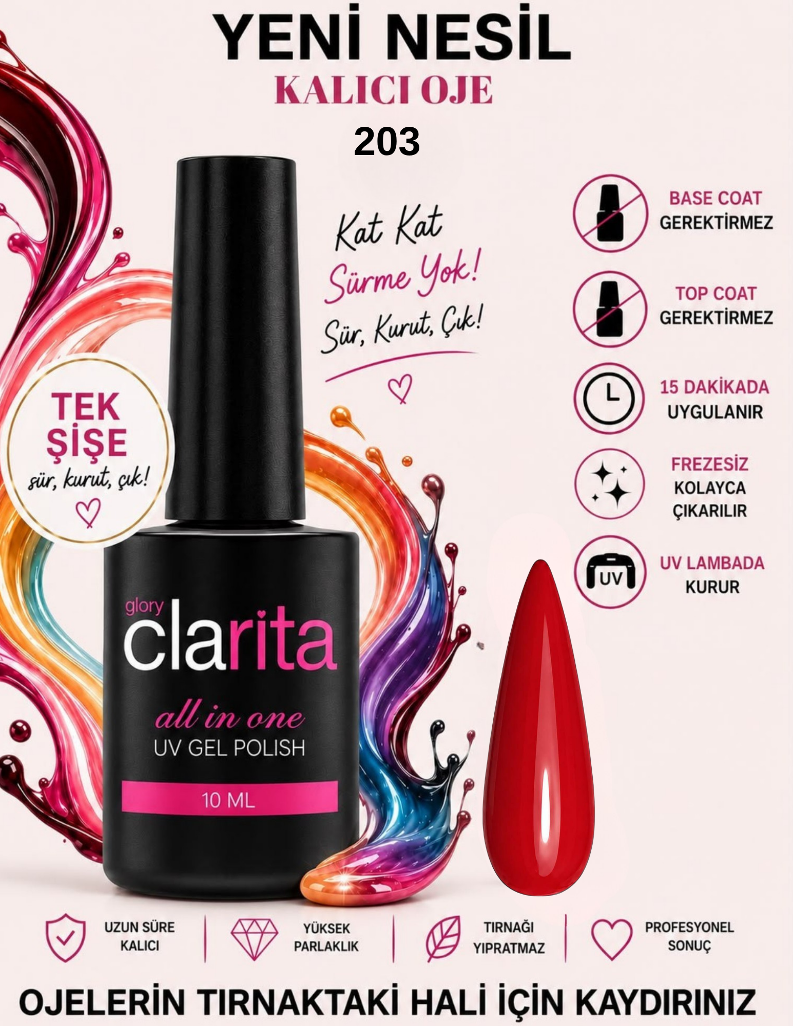 All in One Yeni Nesil Kalıcı Oje Uv Gel Polish 203