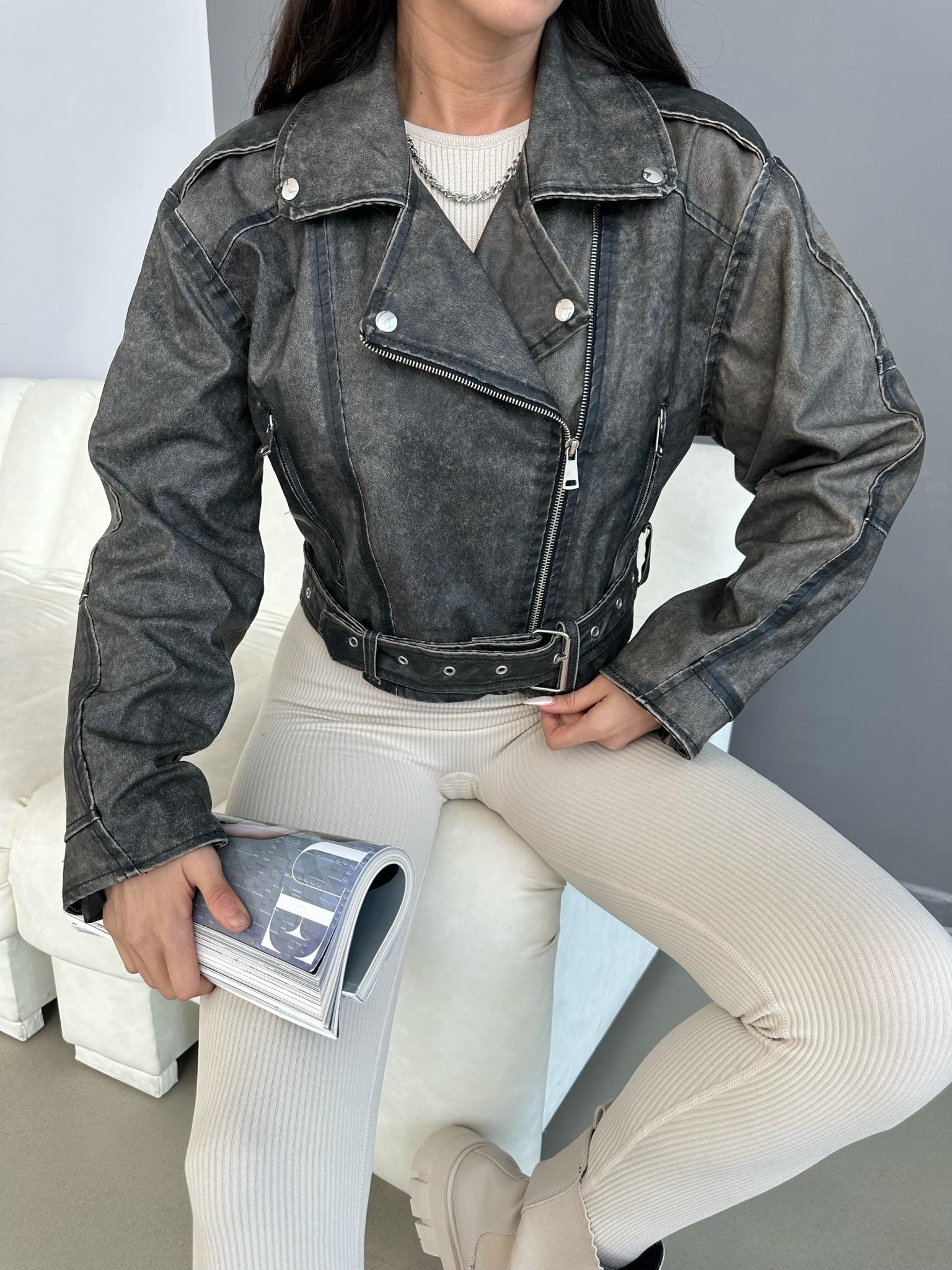 Eskitmeli Biker Siyah Deri Ceket