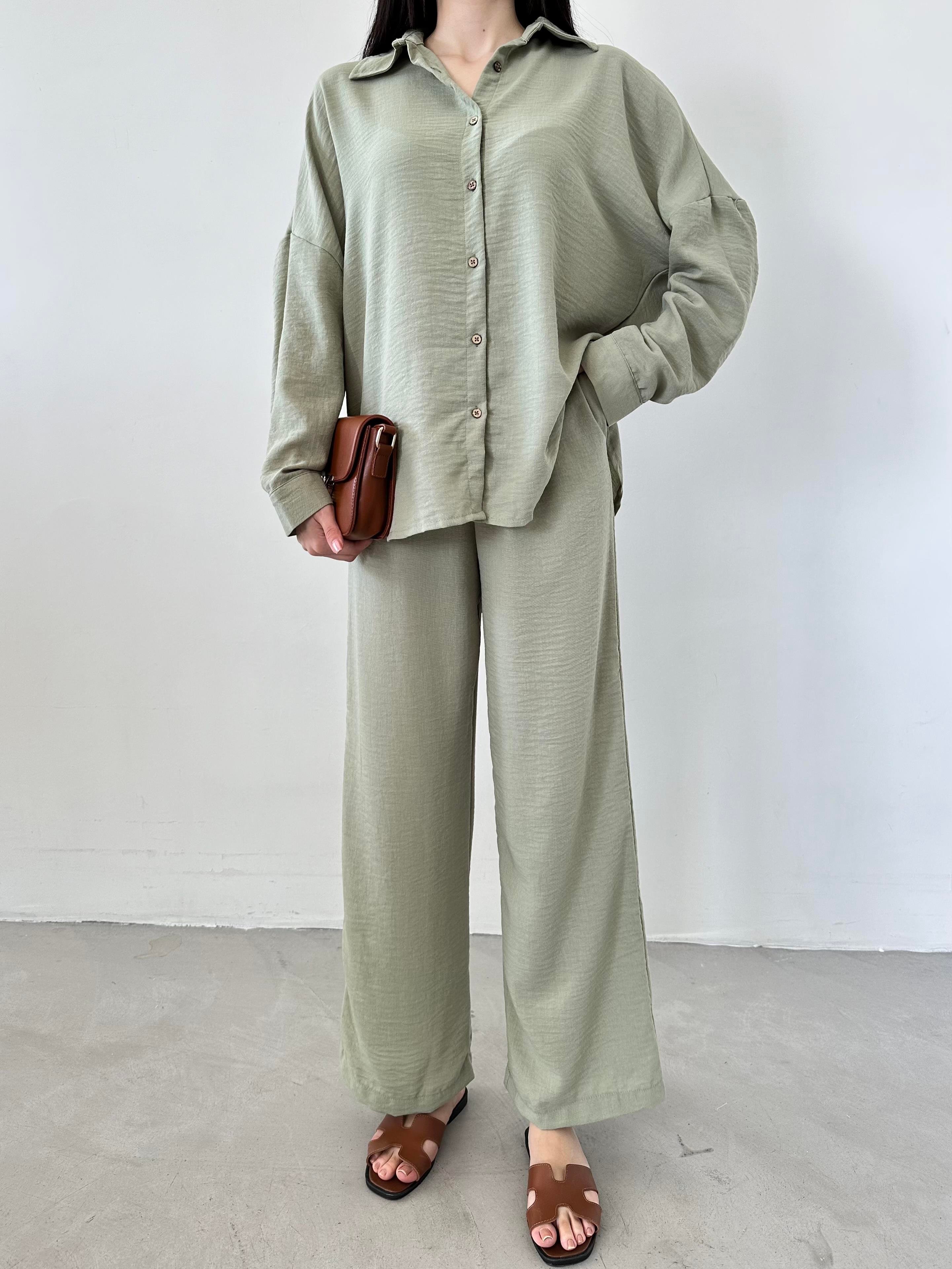 Keten Aerobin Yeşil Gömlek Takım