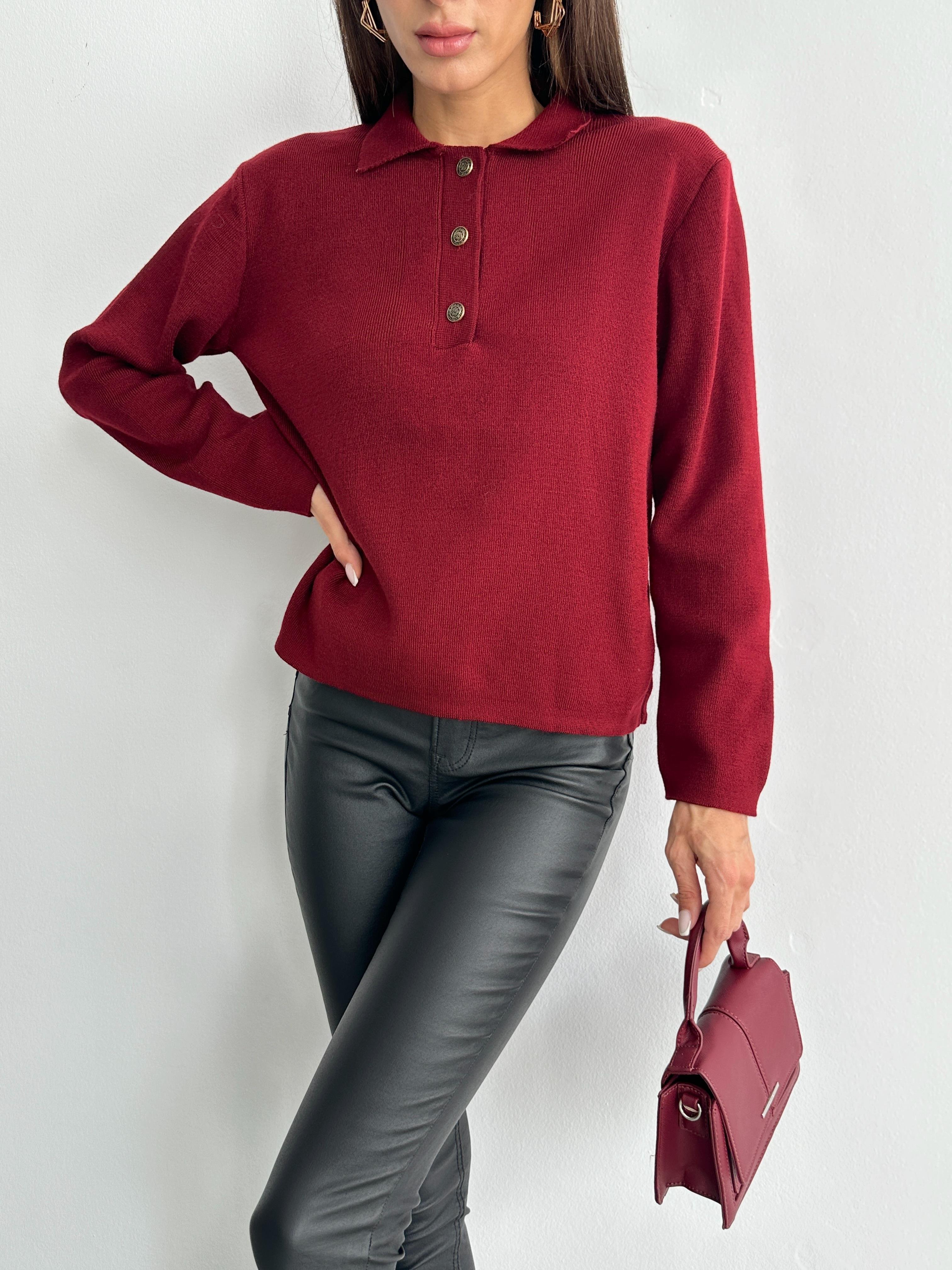 Polo Yaka Bordo Kazak