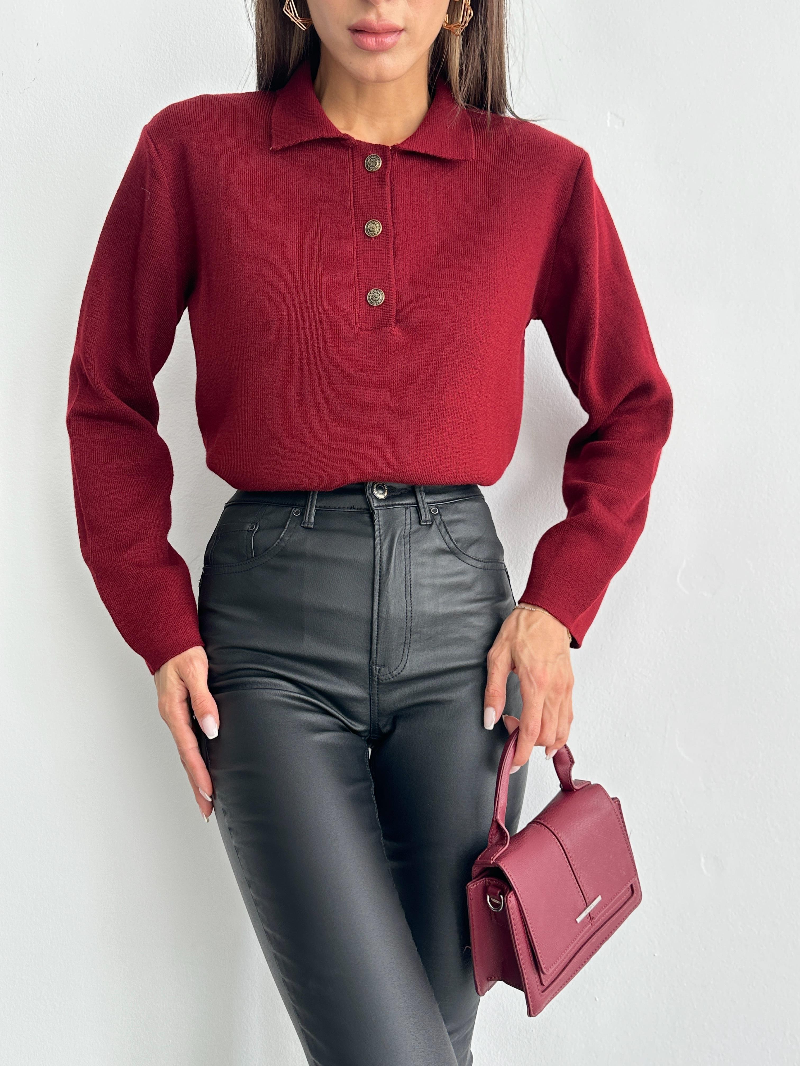 Polo Yaka Bordo Kazak