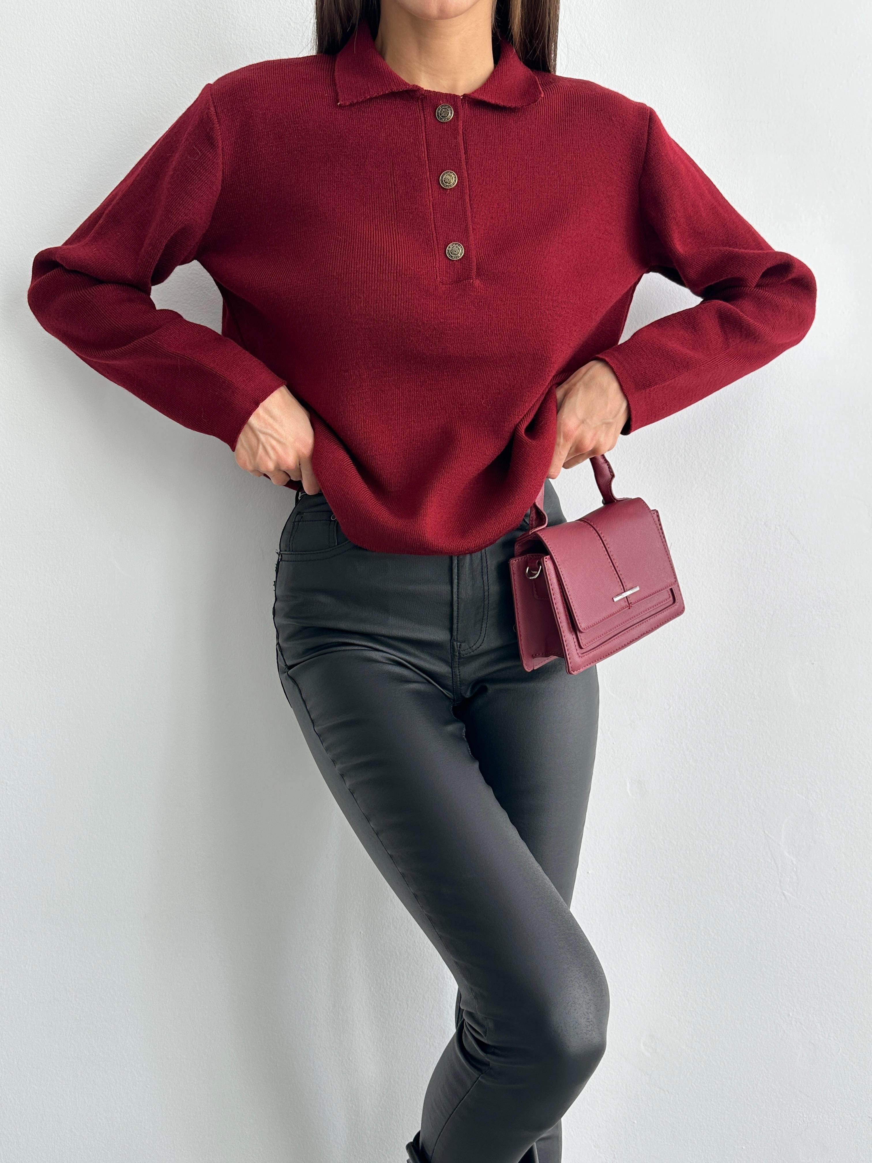 Polo Yaka Bordo Kazak