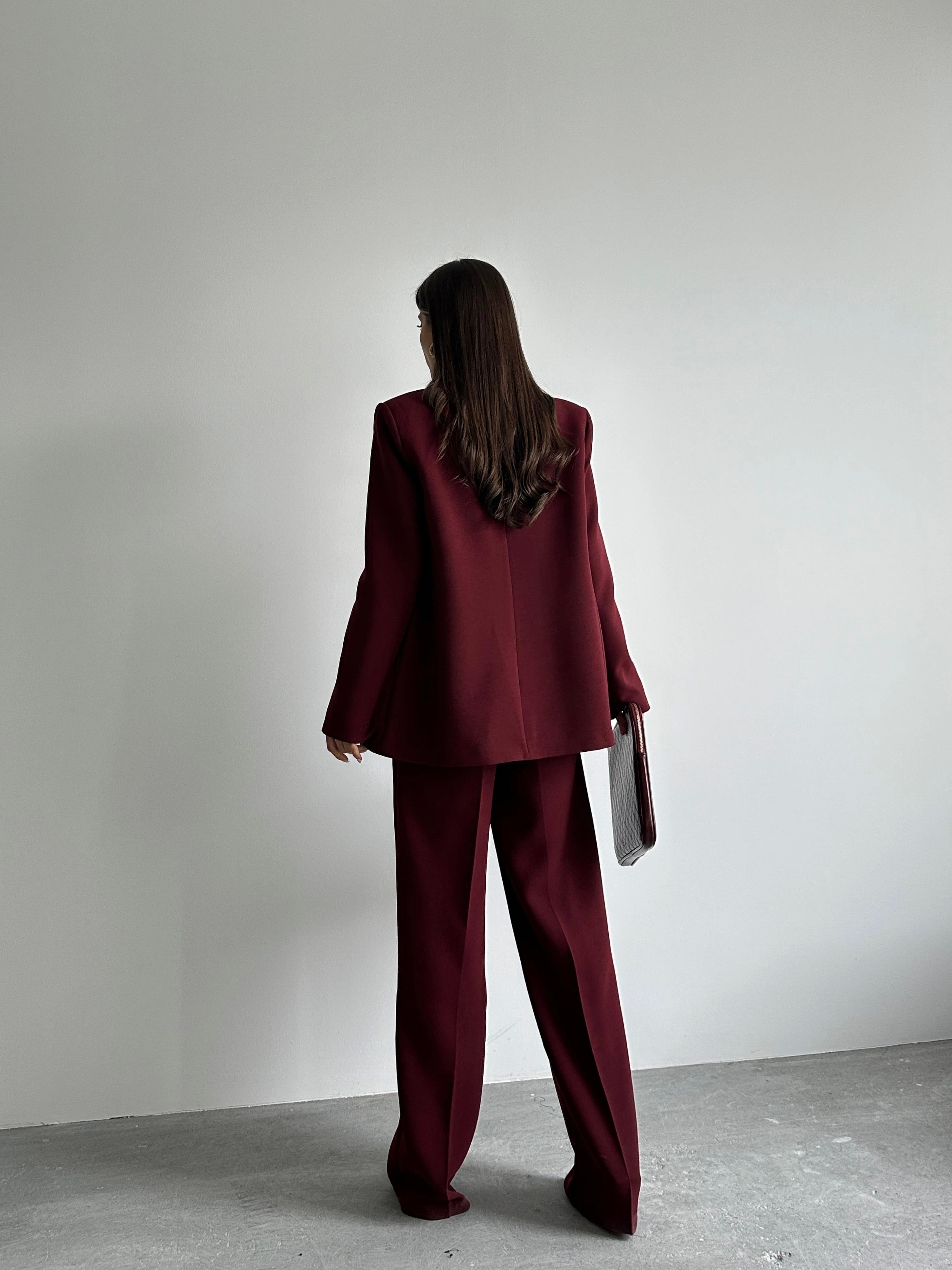 Premium Blazer Bordo Takım